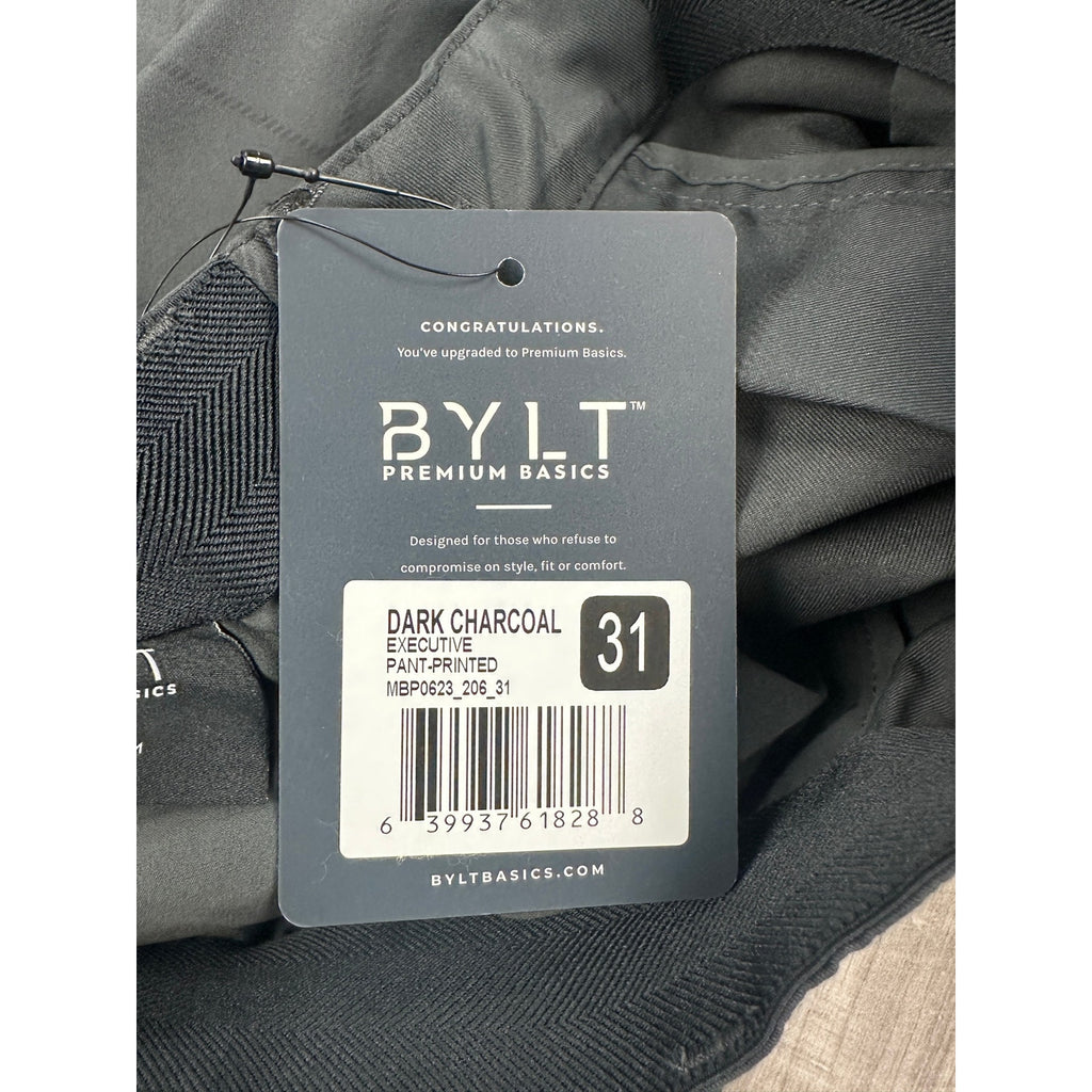 BYLT Executive Windowpane Chino Performance Pants in Dark Charcoal — Size 31