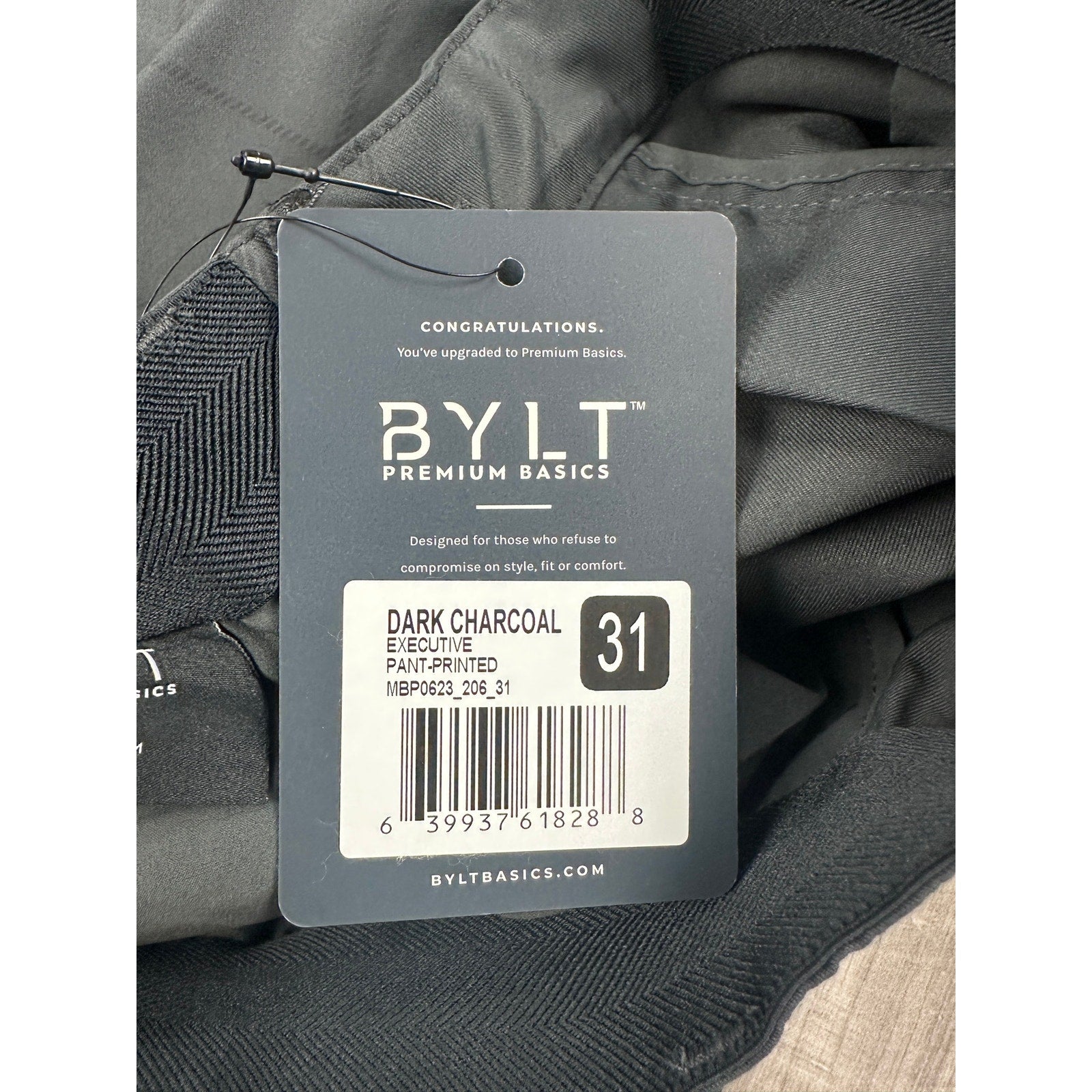 BYLT Executive Windowpane Chino Performance Pants in Dark Charcoal — Size 31
