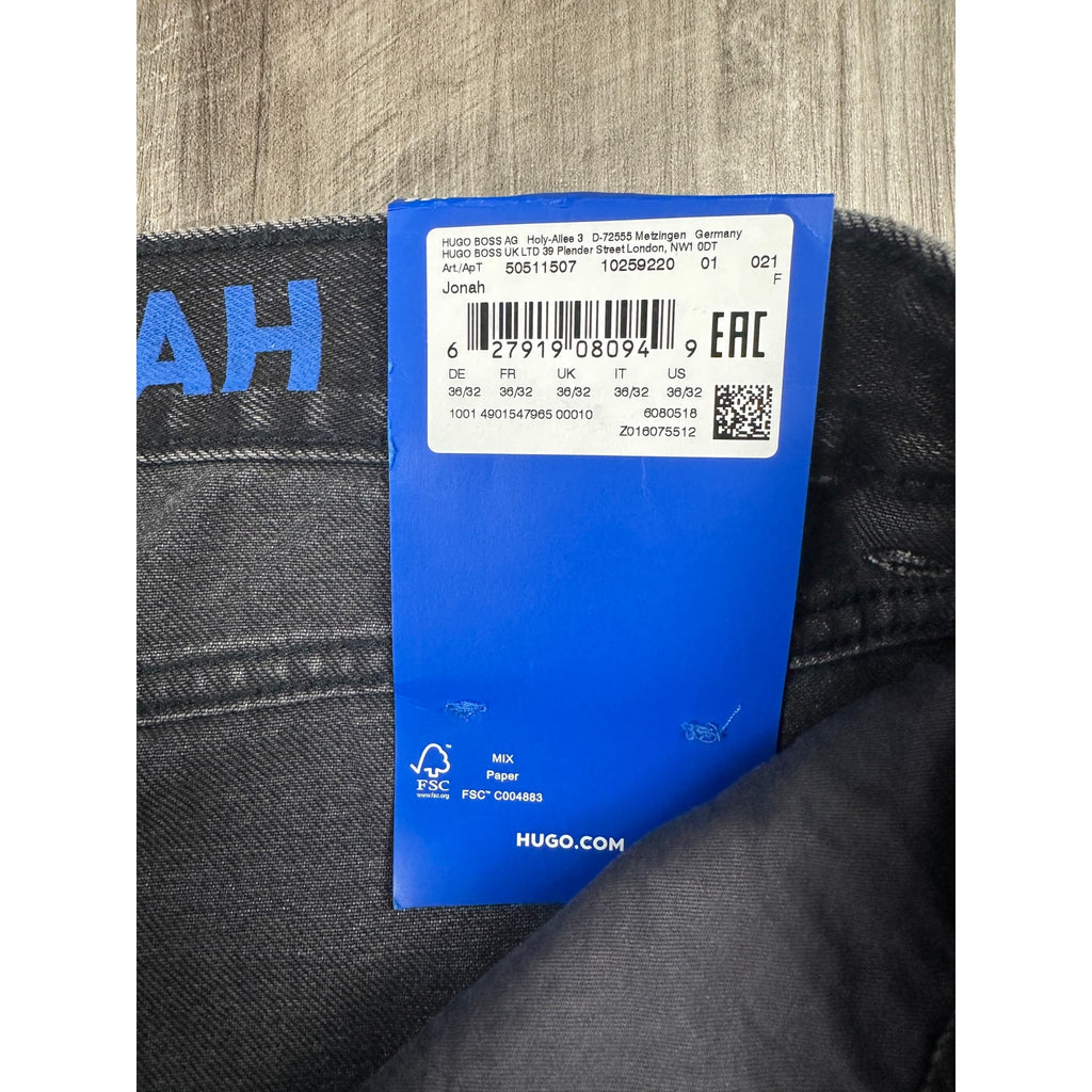 HUGO Jonah Regular Straight Jeans in Black — Size 36x32