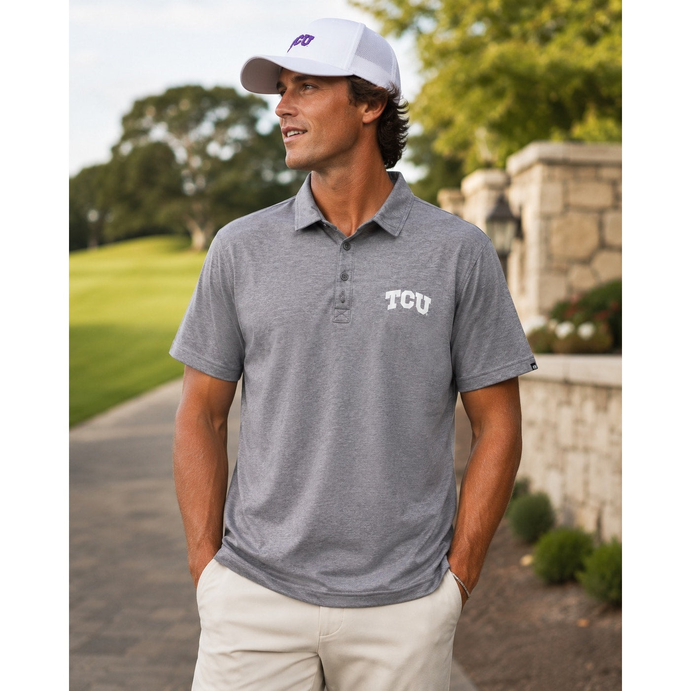 Travis Mathew TCU Texas Christian University Horned Frogs Oceanside Golf Polo in Purple — Size Large // Preowned