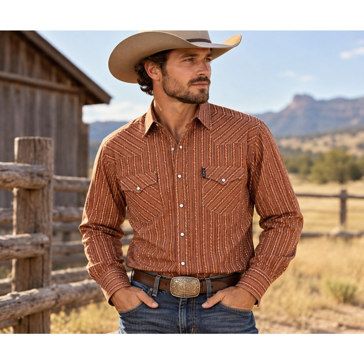 Cinch Modern Fit Western Long Sleeve Pearl Snap Shirt — Size Medium // Preowned