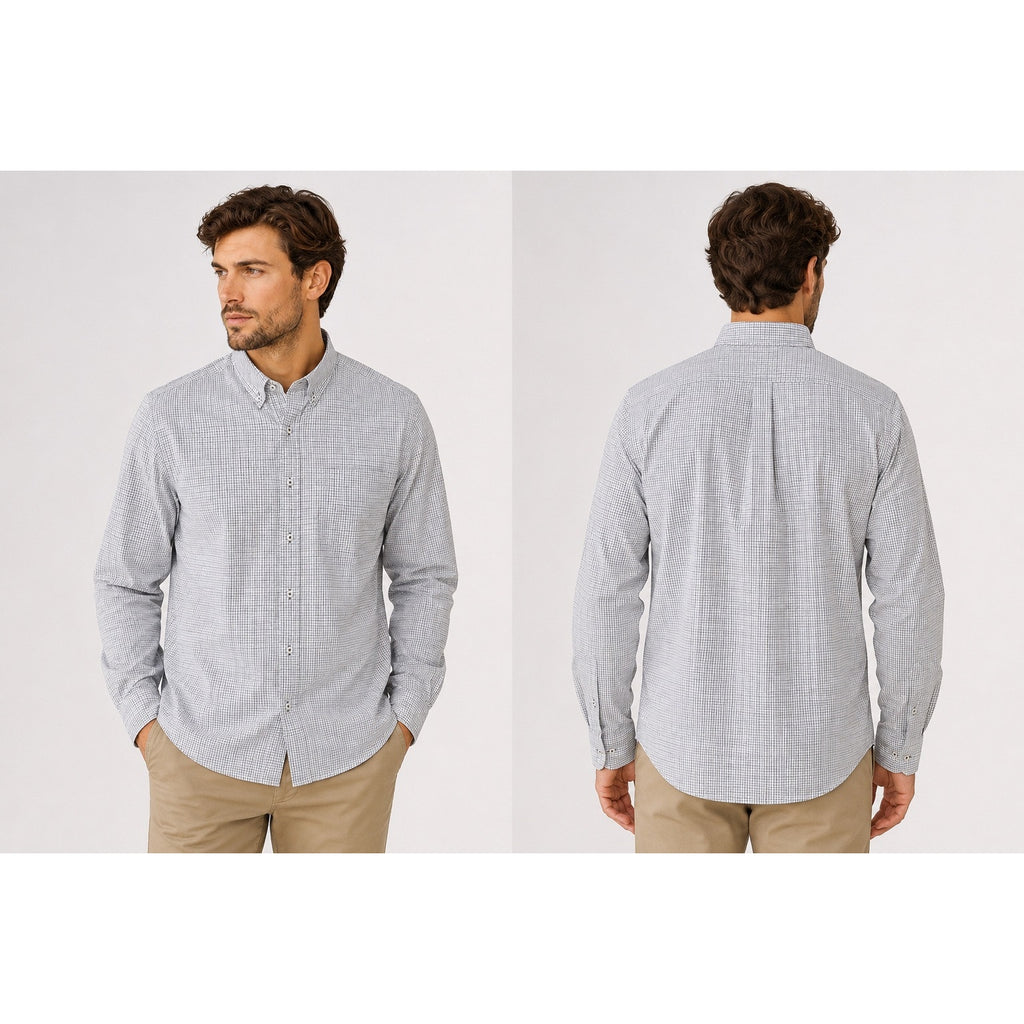 Genteal Club Collection Performance Sport Shirt Long Sleeve Button Down in Ether Plaid — Size XL