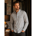 7 Diamonds Long Sleeve Stripe Button Down Shirt in Gray White Black — Size Large