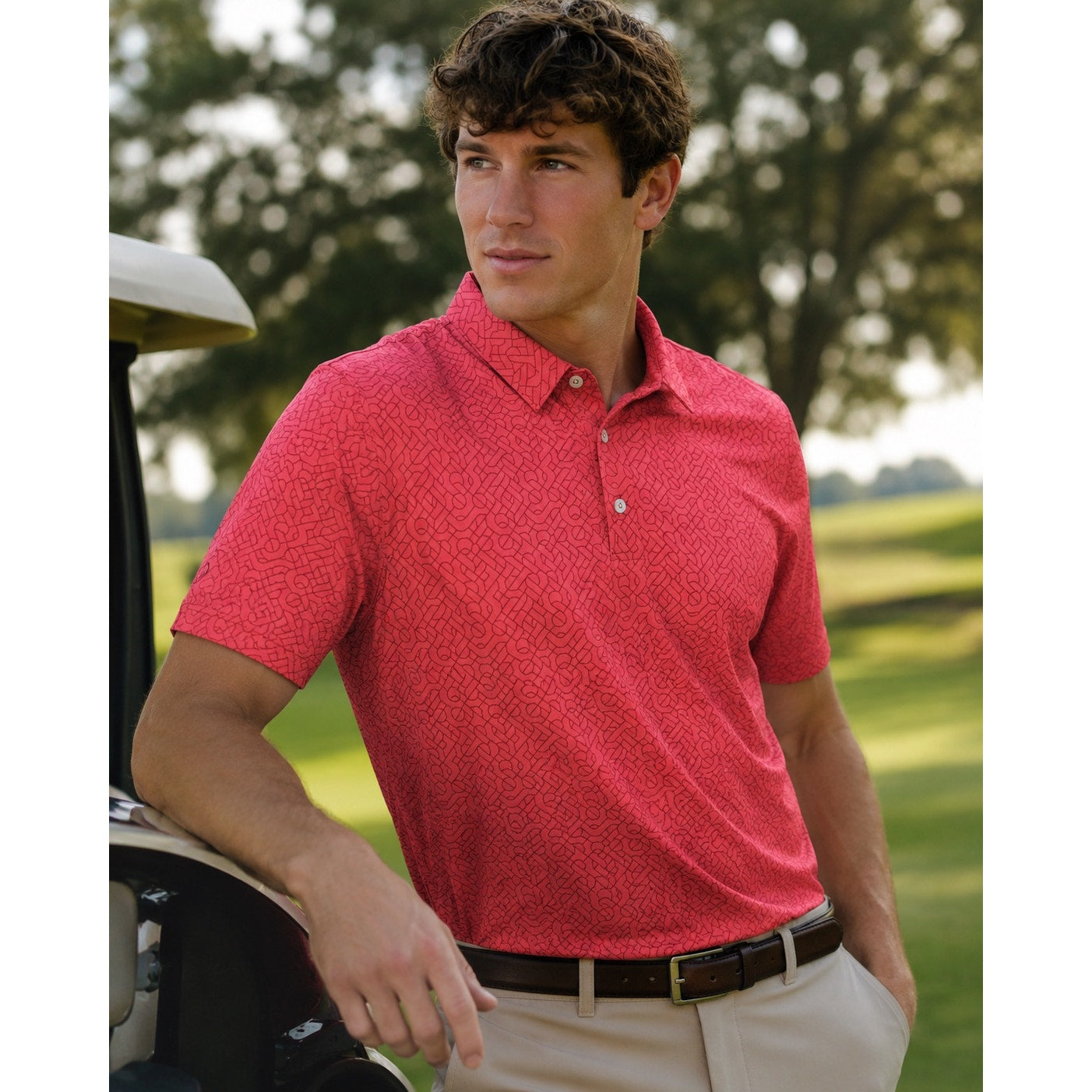 Mizzen+Main Versa Trim Fit 4-Way Stretch Polo in Coral — Size XL // Preowned