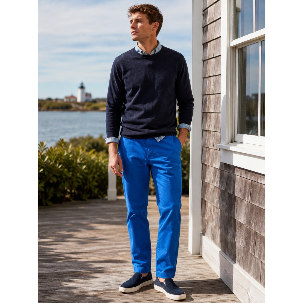 Brooks Brothers Red Fleece Garment Dyed Stretch Chino Pants in Blue — Size 36x30 // Preowned