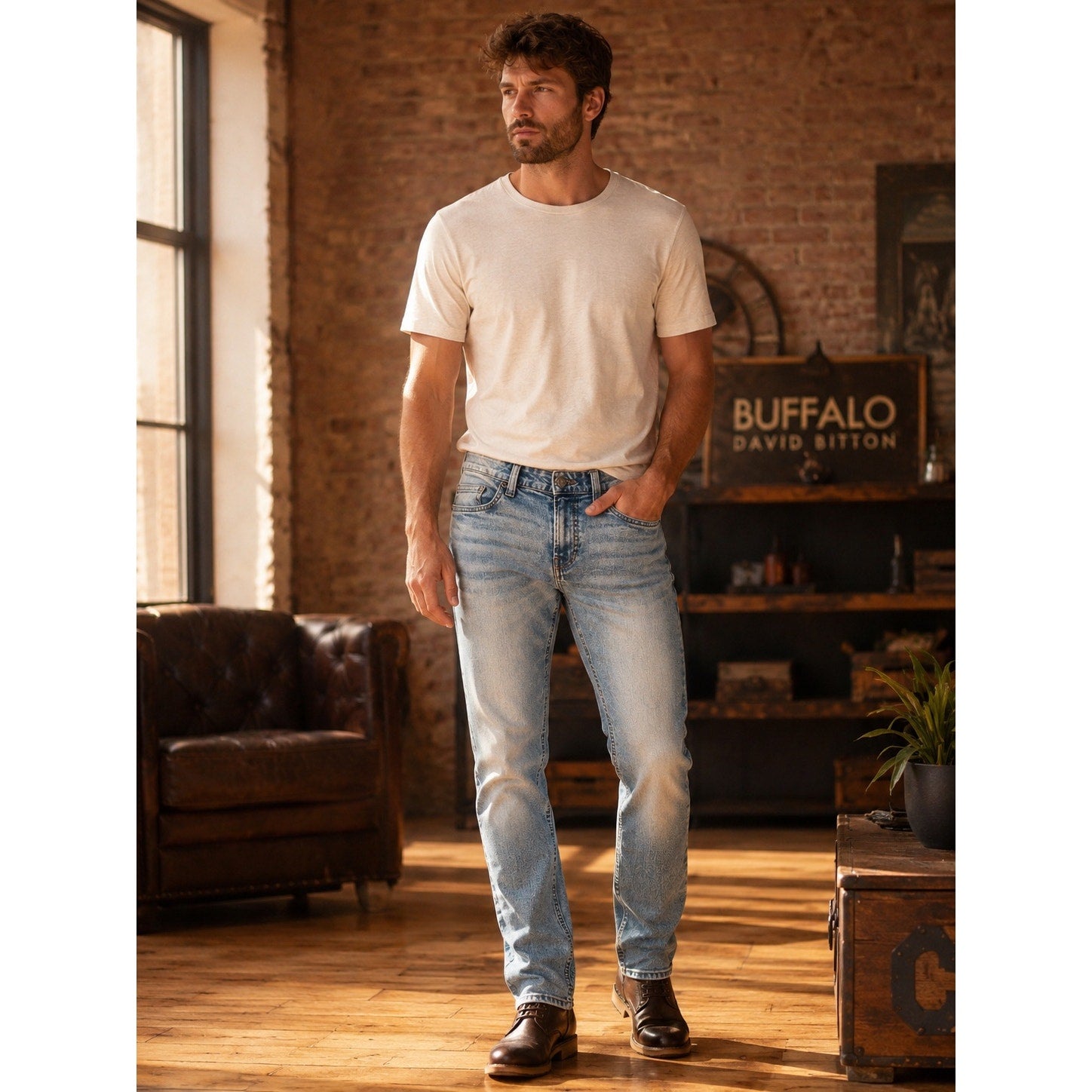 Buffalo David Bitton Ash Slim Fit Vintage Wash Jeans — 30x30