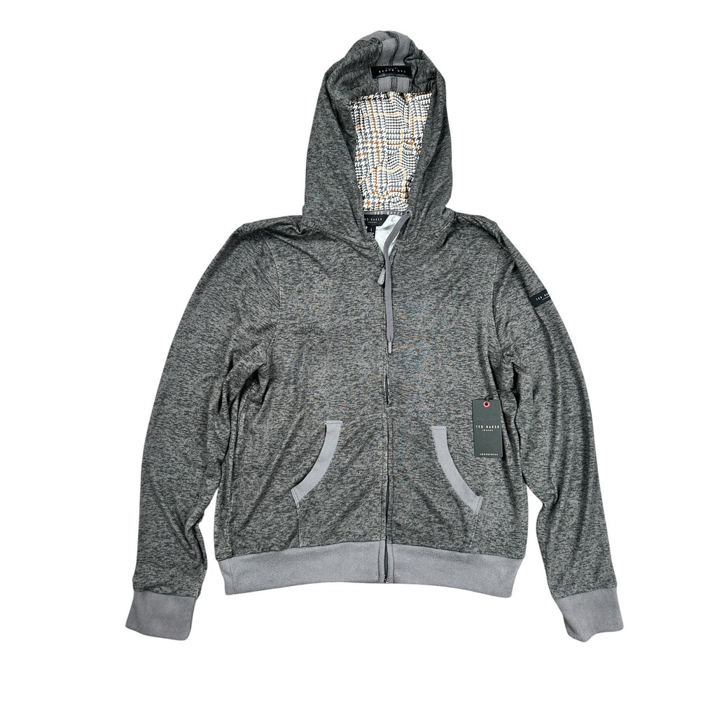 Ted Baker Hacci Single Jersey Full Zip Hoodie in Tornado Heather — Size Large