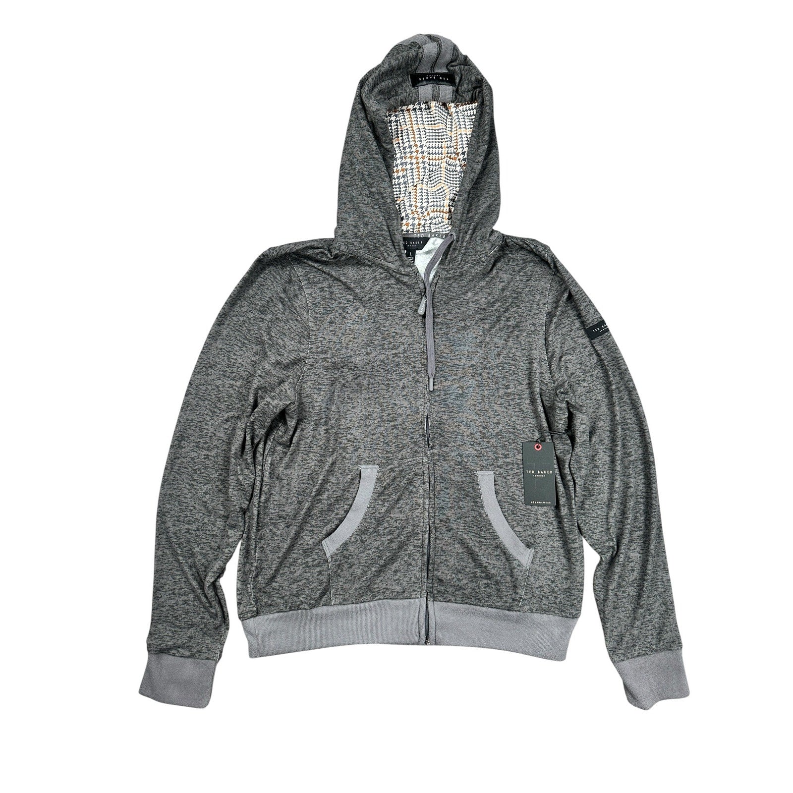 Ted Baker Hacci Single Jersey Full Zip Hoodie in Tornado Heather — Size Large