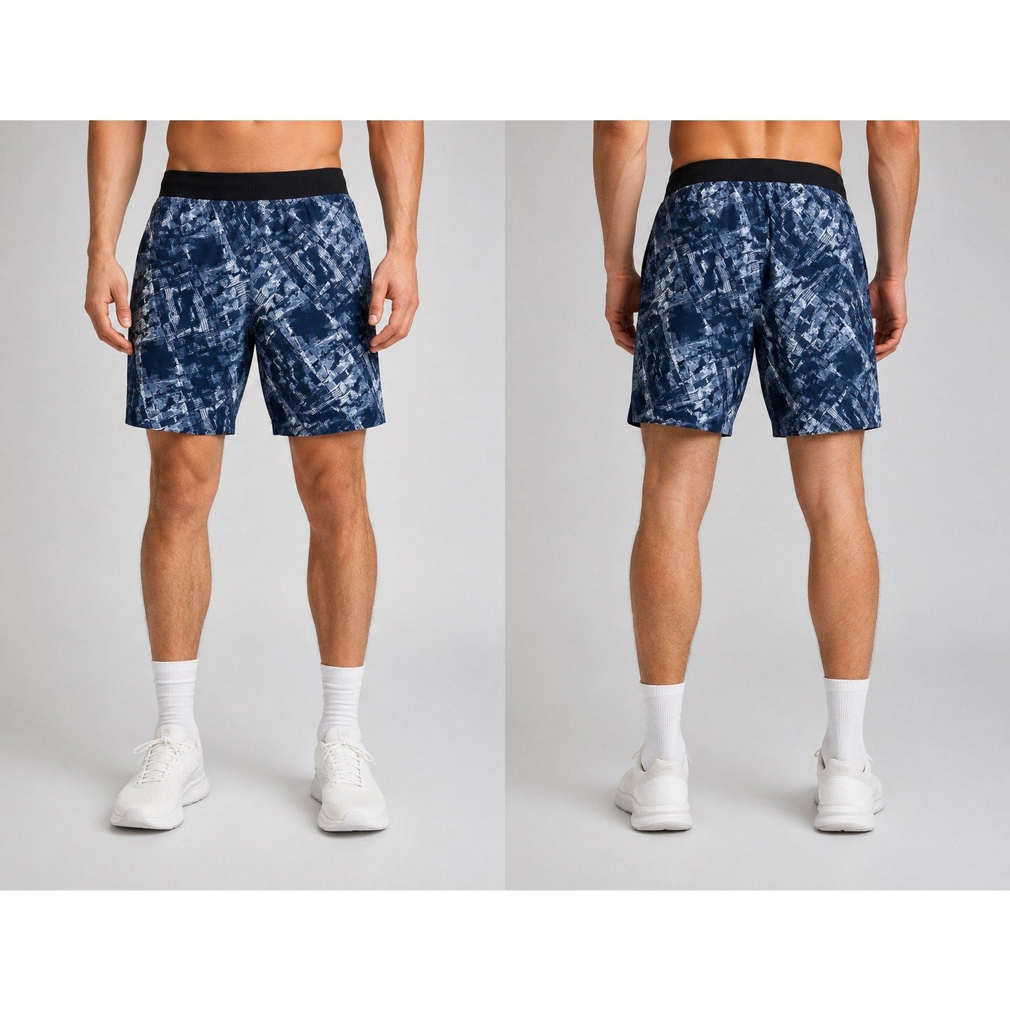 Lululemon City Downtown Print 11" Core Shorts in Navy, White, Black — Size Large // Preowned