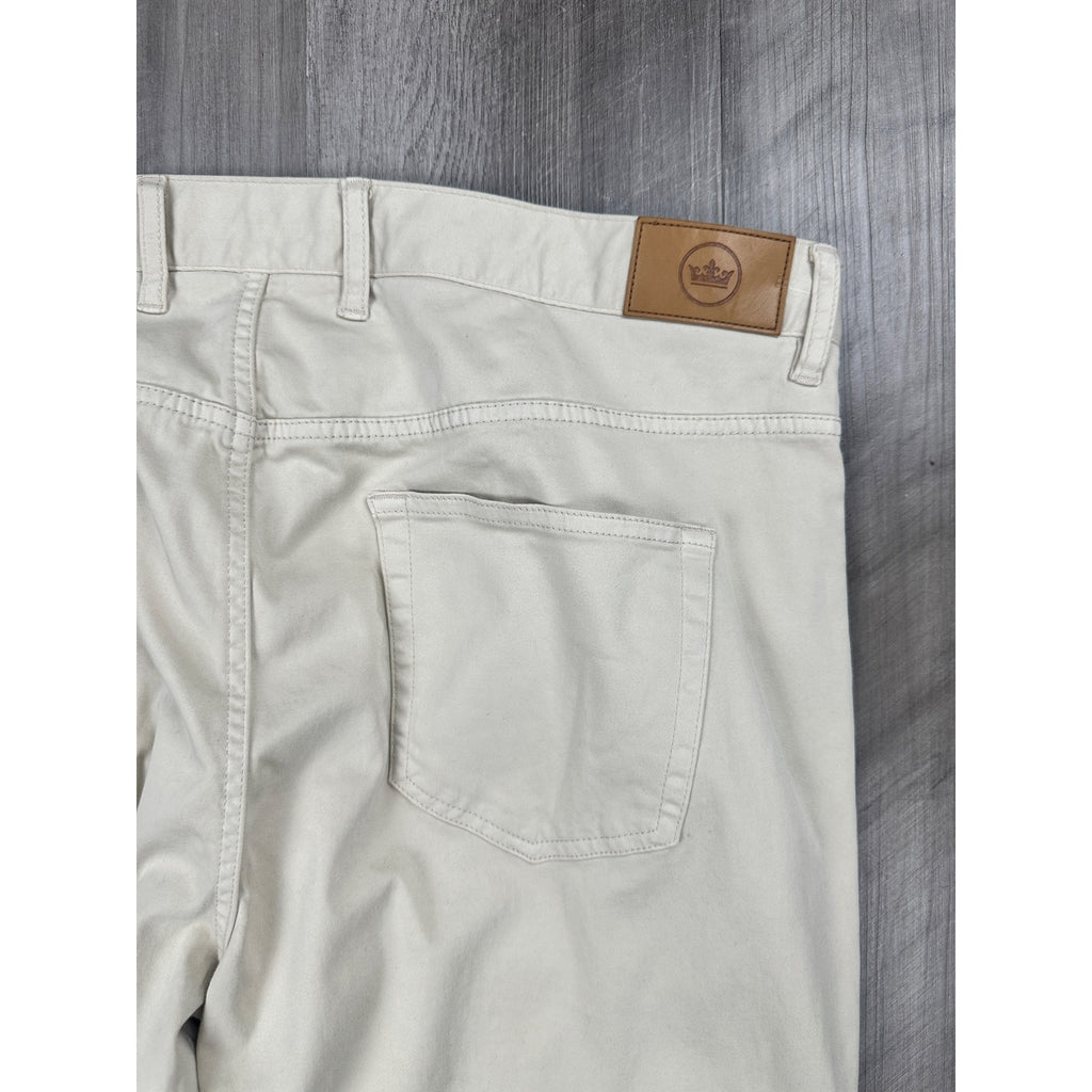 Peter Millar Ultimate Sateen Five Pocket Pants in Cream Khaki — Size 38 // Preowned