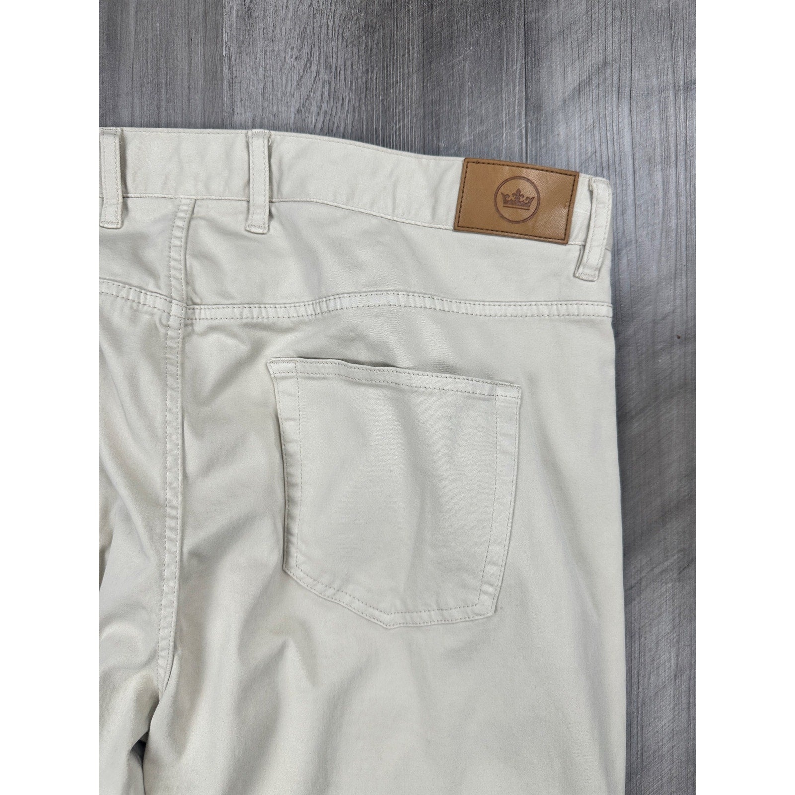 Peter Millar Ultimate Sateen Five Pocket Pants in Cream Khaki — Size 38 // Preowned
