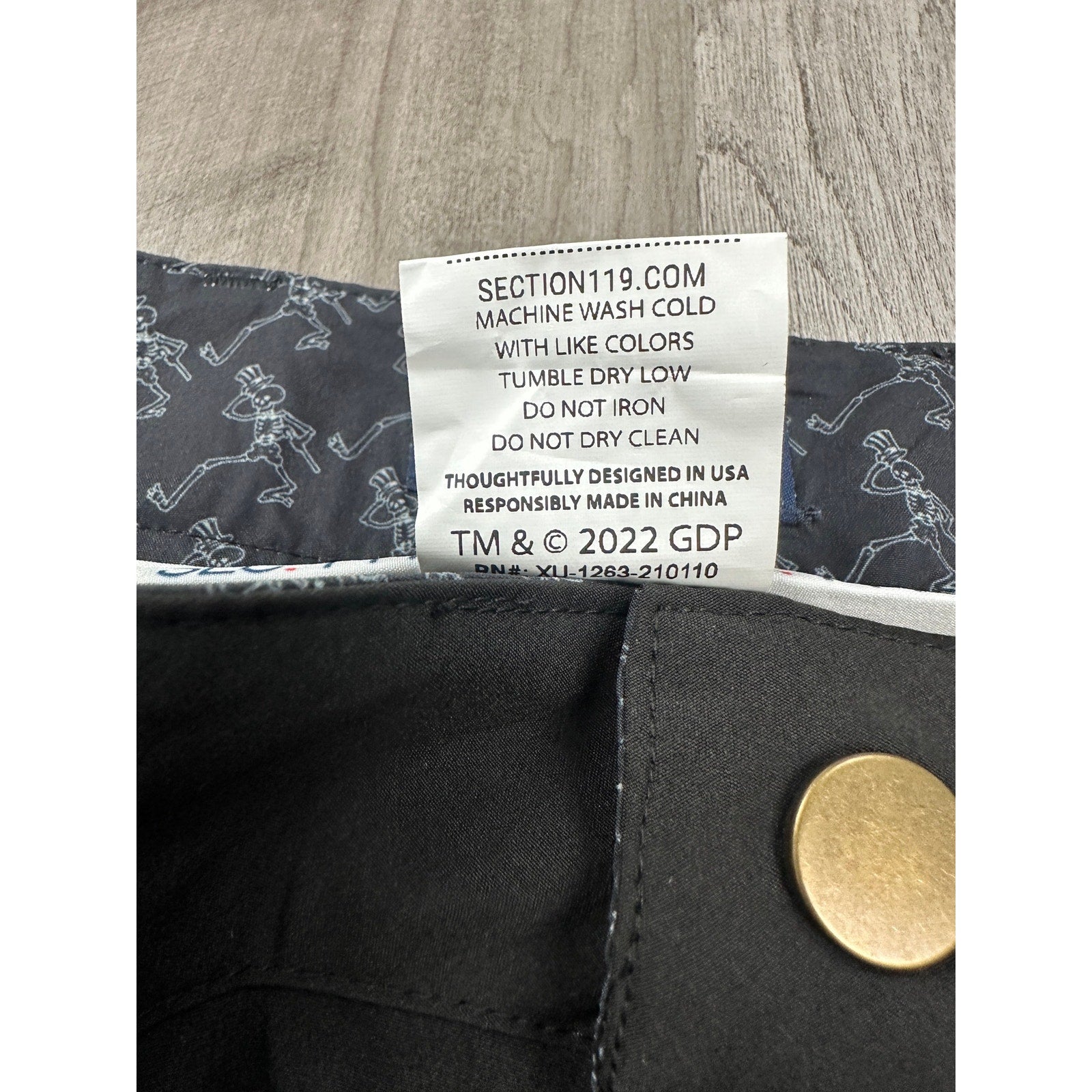 Section 119 x Grateful Dead Dancing Skeleton Performance Golf Shorts in Black — Size 42