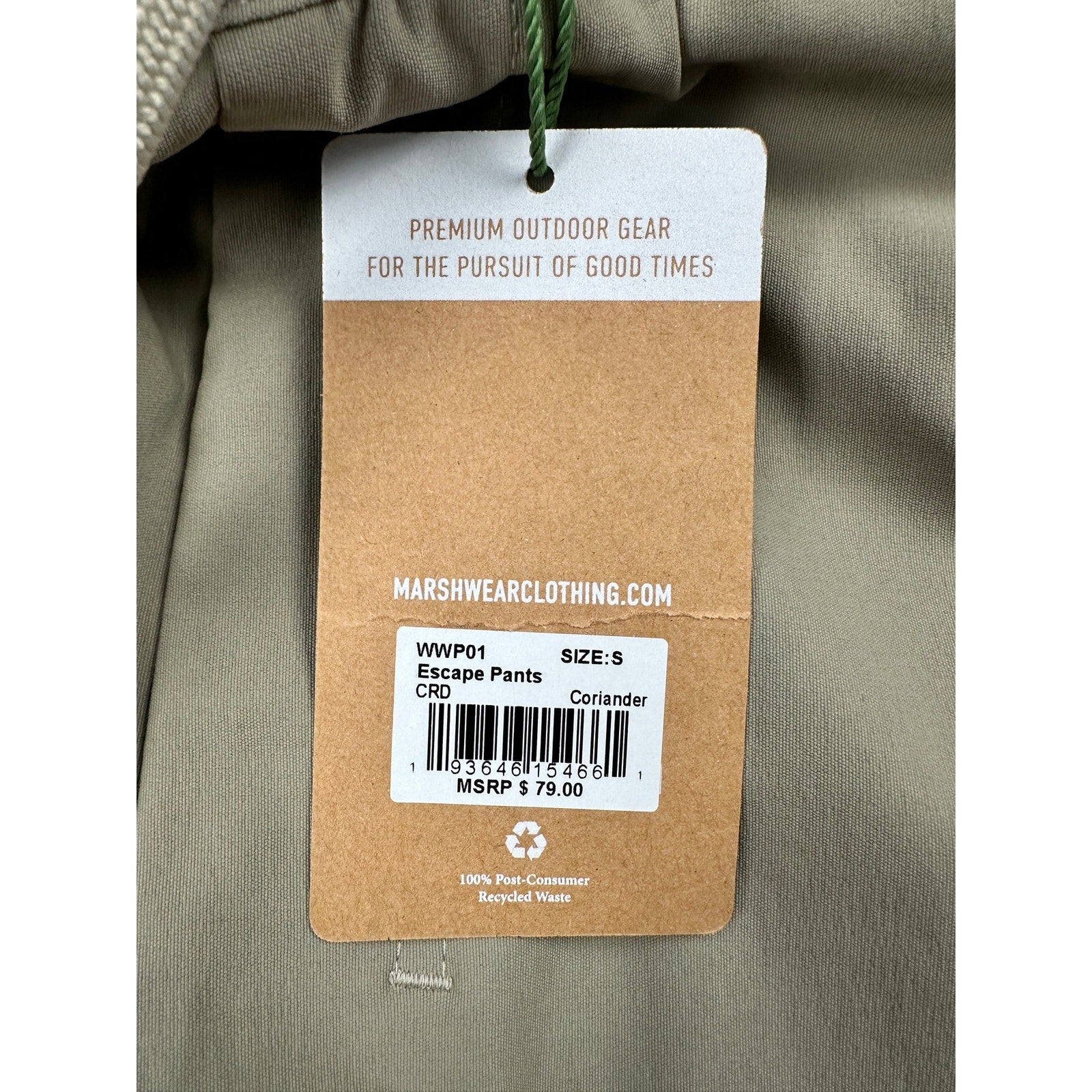 Marsh Wear Escape Performance Pants in Coriander Tan — Size Small