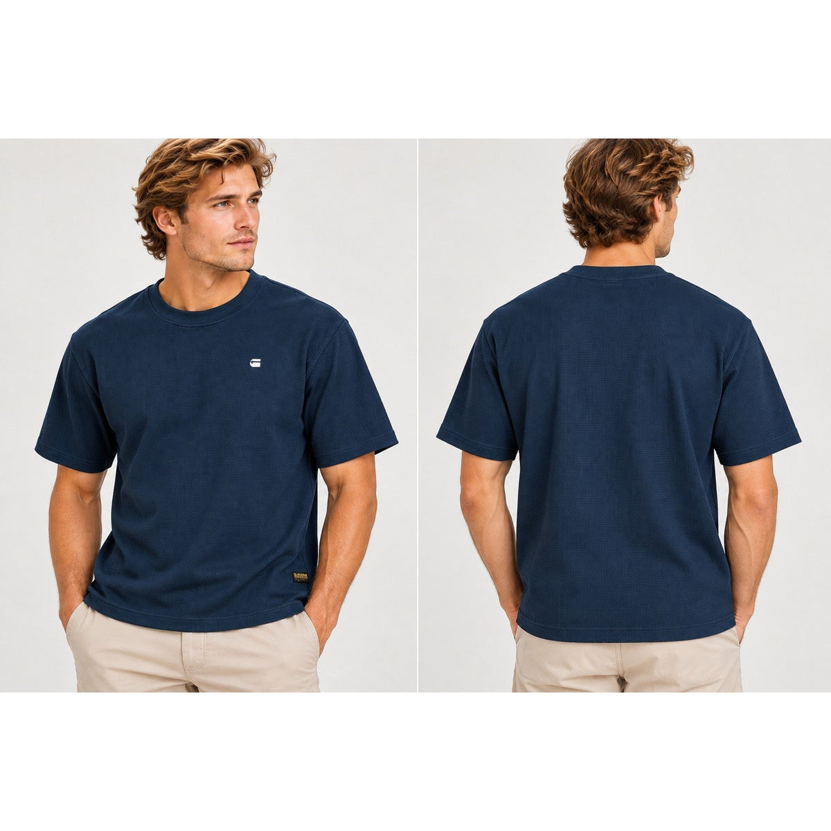 G-Star Structured Boxy Waffle Jersey Knit Tee — Size Medium