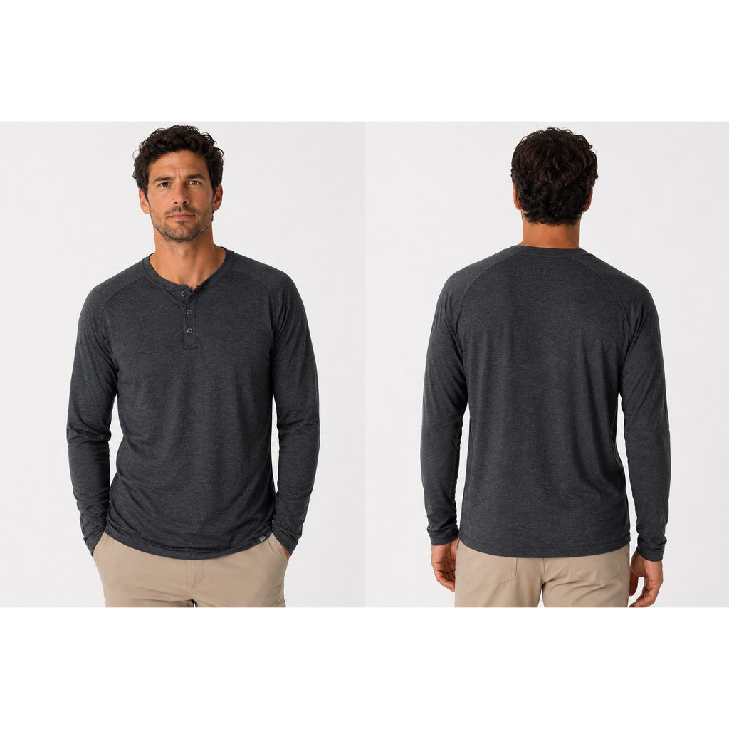 Free Fly Bamboo Flex Long Sleeve Henley in Charcoal — Size Large // Preowned