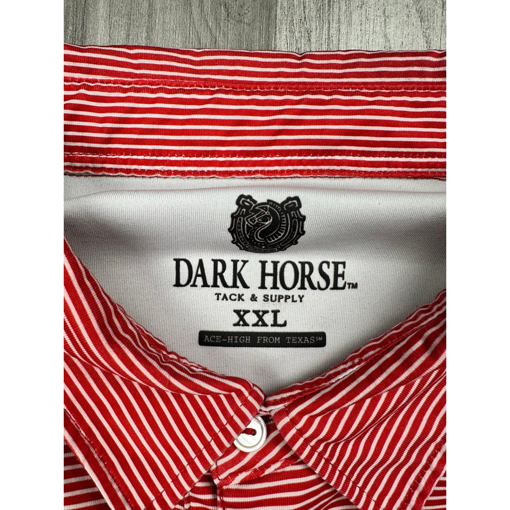 Dark Horse Tack & Supply Texas Tech Red Raiders Striped Golf Polo in Red, White — Size 2XL // Preowned