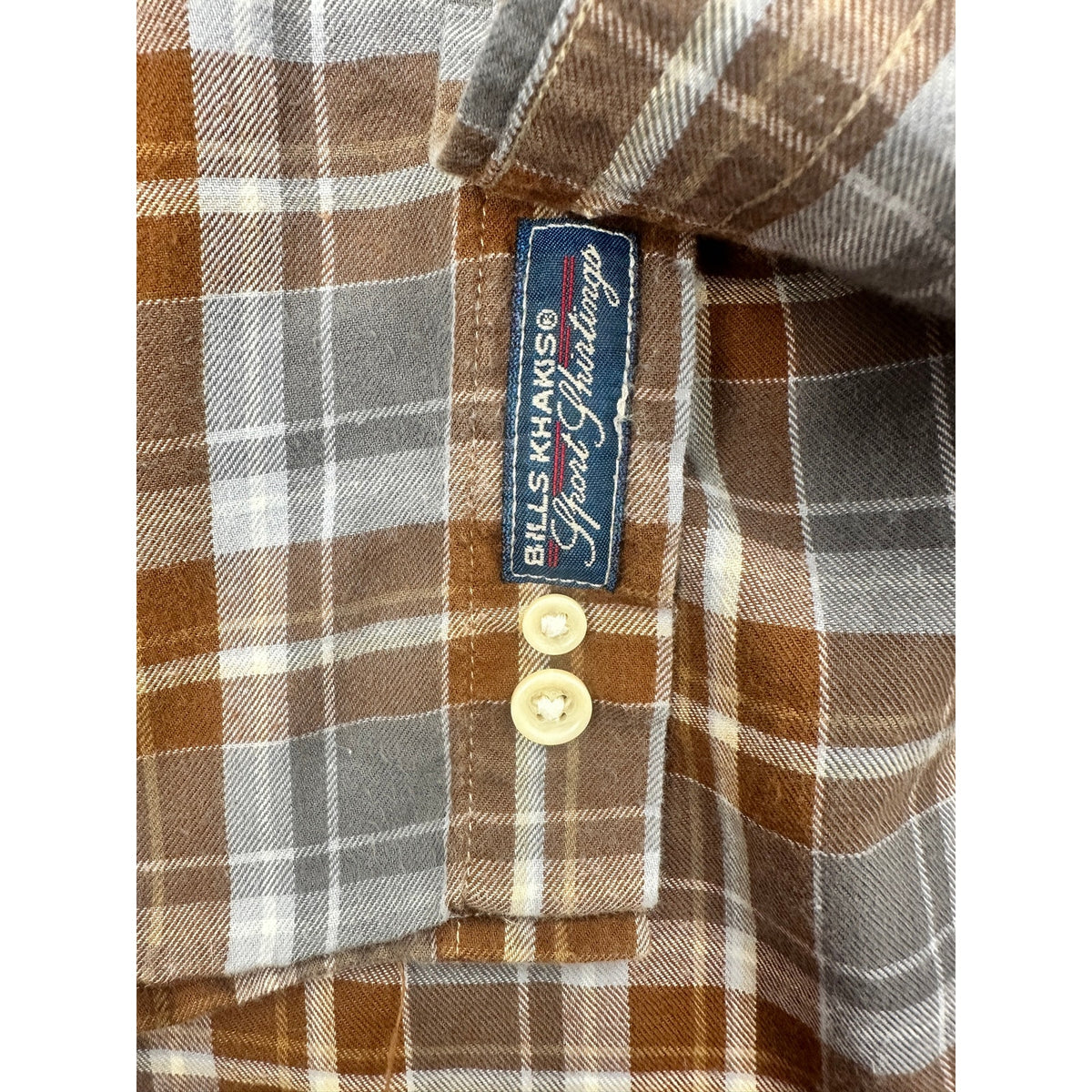 Bills Khakis Double Brushed Plaid Flannel Long Sleeve Button Down Shirt — Size Large // Preowned