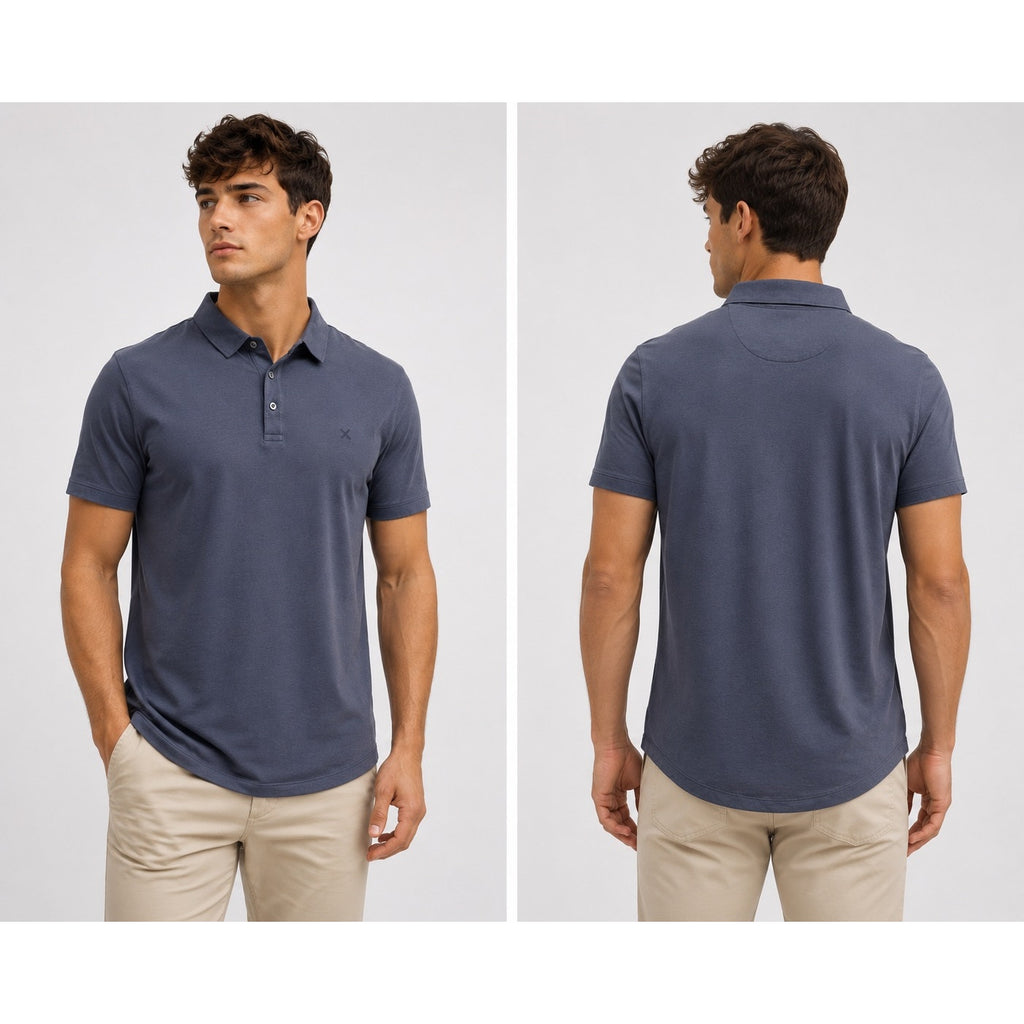 Cuts Clothing Prestige Curve Hem Polo in Grey — Size Medium // Preowned