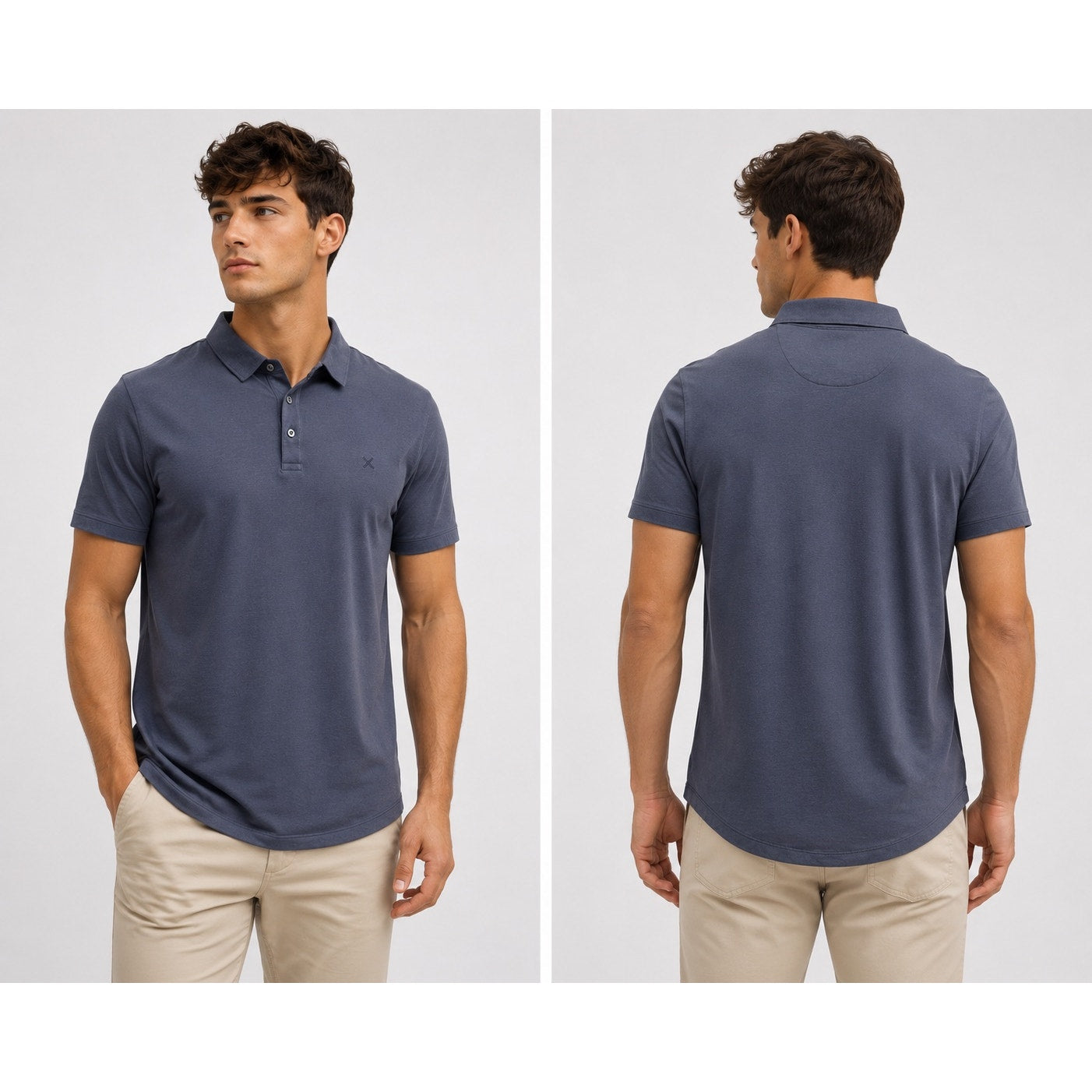 Cuts Clothing Prestige Curve Hem Polo in Grey — Size Medium // Preowned