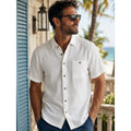 Tommy Bahama Indigo Palms Beachside Cruiser Cotton Gauze Short Sleeve Button Down in White — Size 2XL