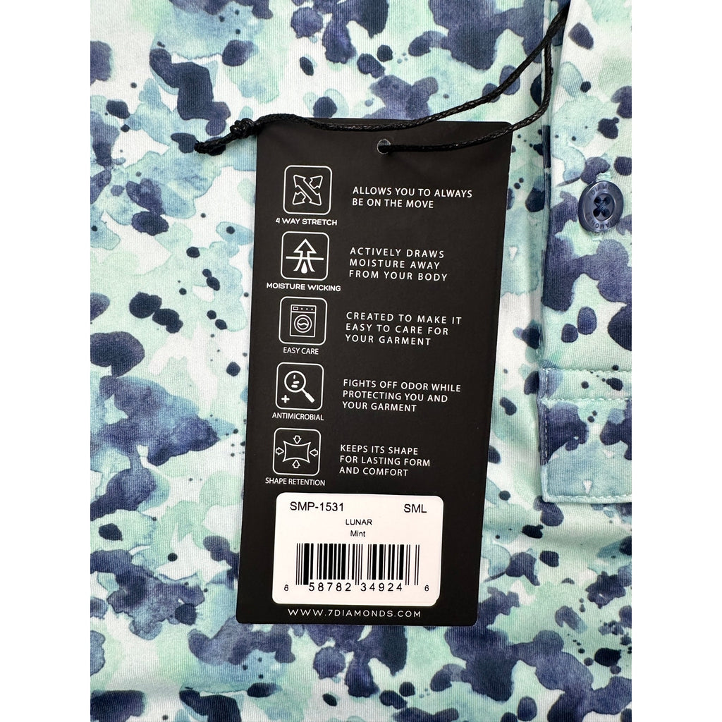 7 Diamonds Lunar 4 Way Stretch Polo in Mint — Size Small