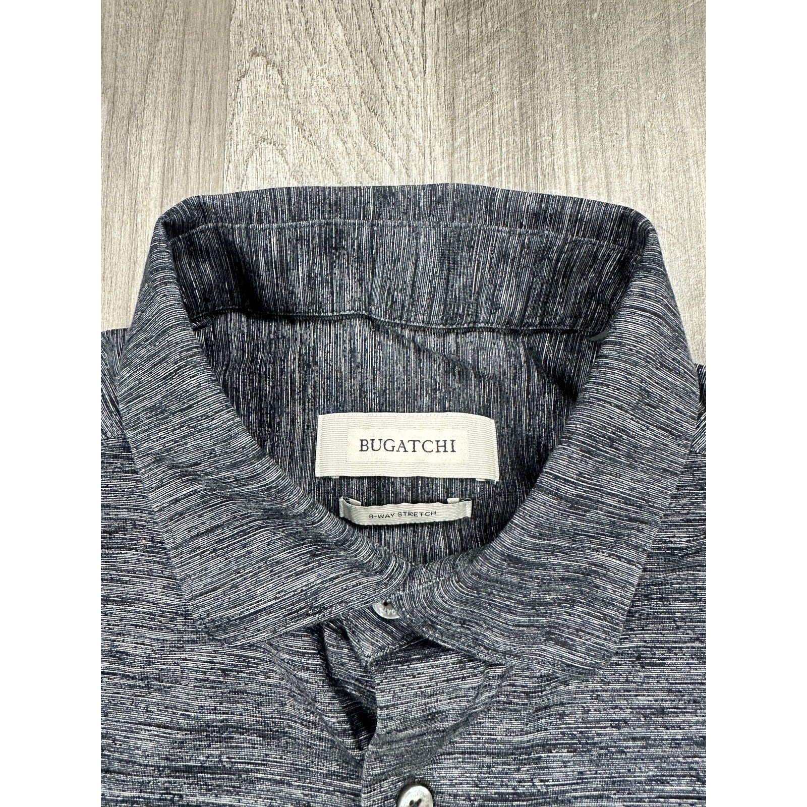 Bugatchi James Heathered OoohCotton 8 Way Stretch Long Sleeve in Heather Black — Size Medium // Preowned