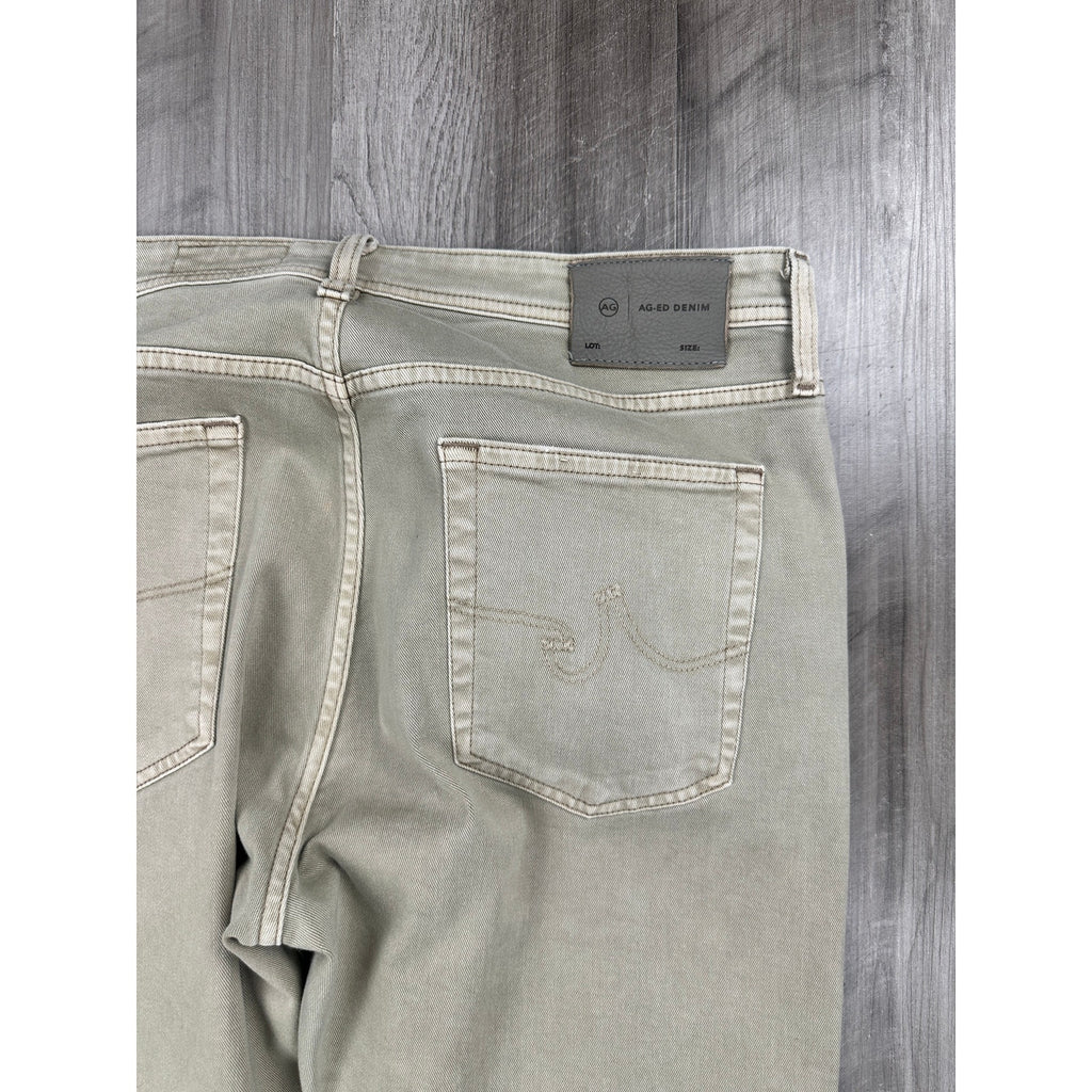 AG Adriano Goldschmied Denim Everett Slim Straight Jean in Beige Khaki — Size 36x32 // Preowned