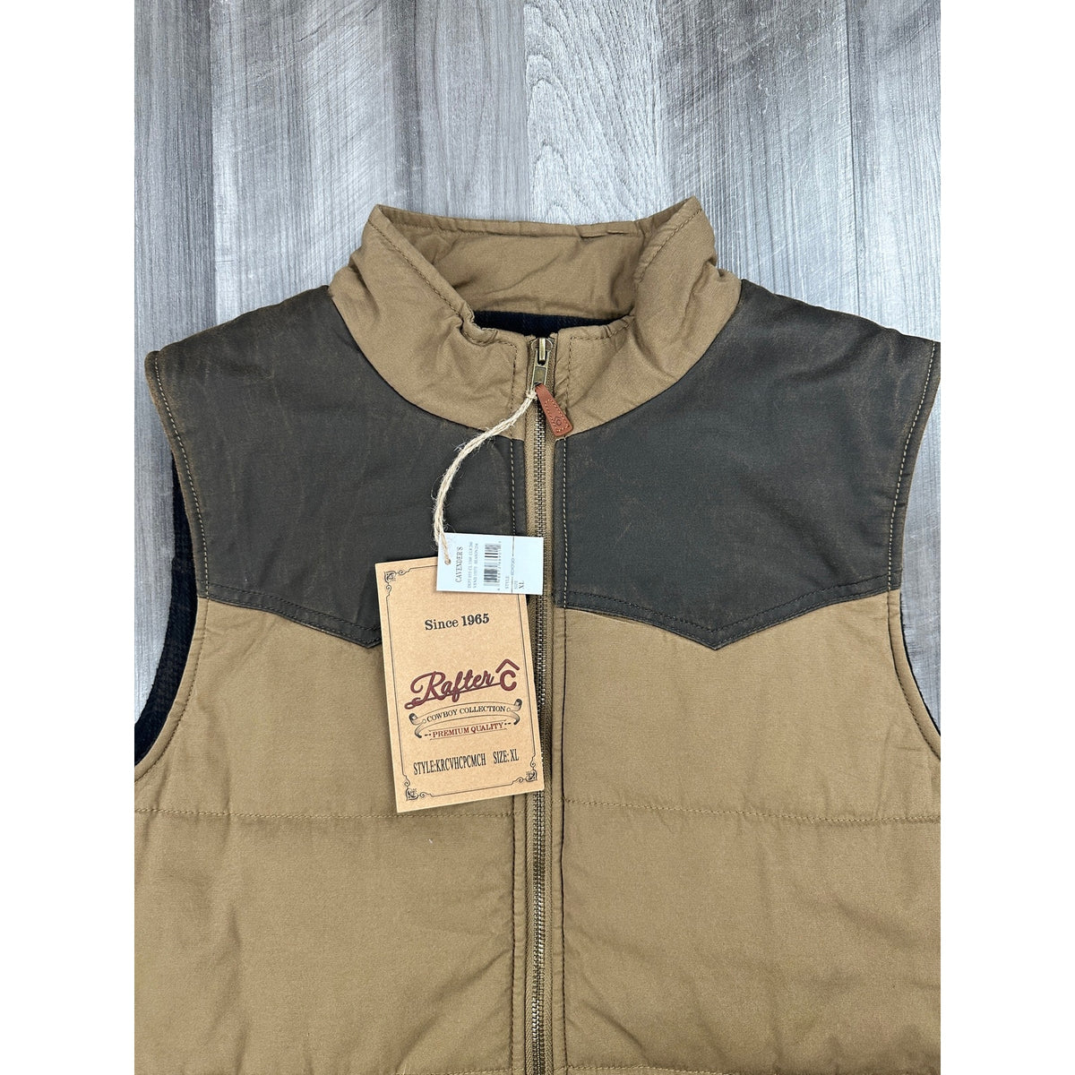 Rafter-C Boys' Camel with Chocolate Brown Yokes Quilted Western Vest — Size Boys XL