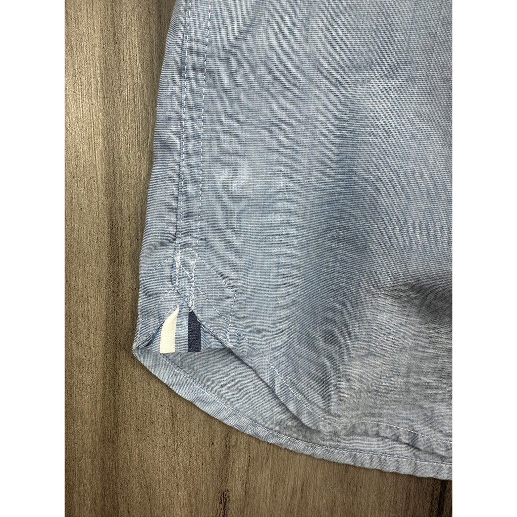 Fred Perry Slim Fit Short Sleeve Button Down in Blue — Size XL // Preowned