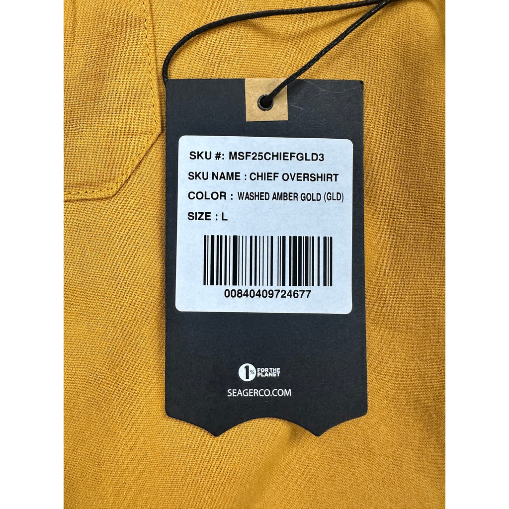 Seager Chief Long Sleeve Western Overshirt in Washed Amber Gold — Size Large