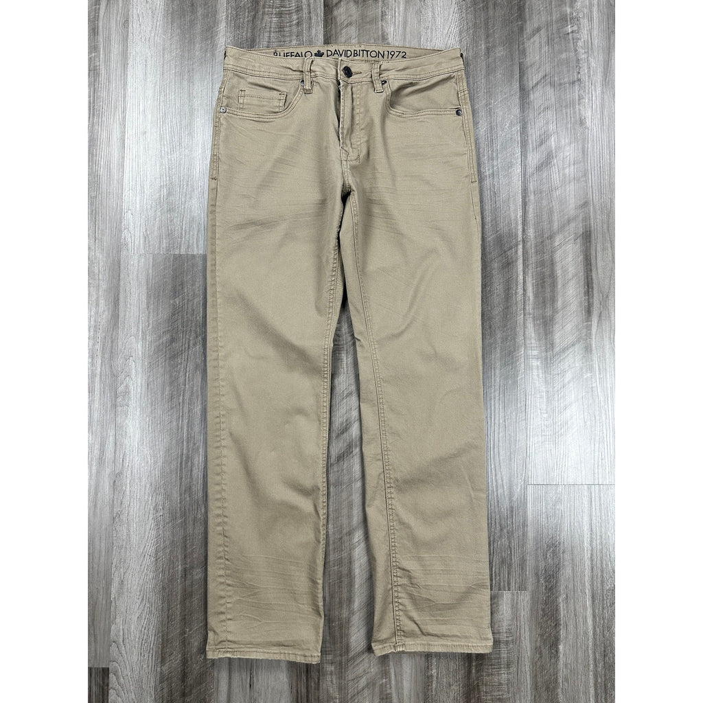 Buffalo David Bitton Six-X Straight Leg Twill Pant in Tan Khaki — Approx. 33x32