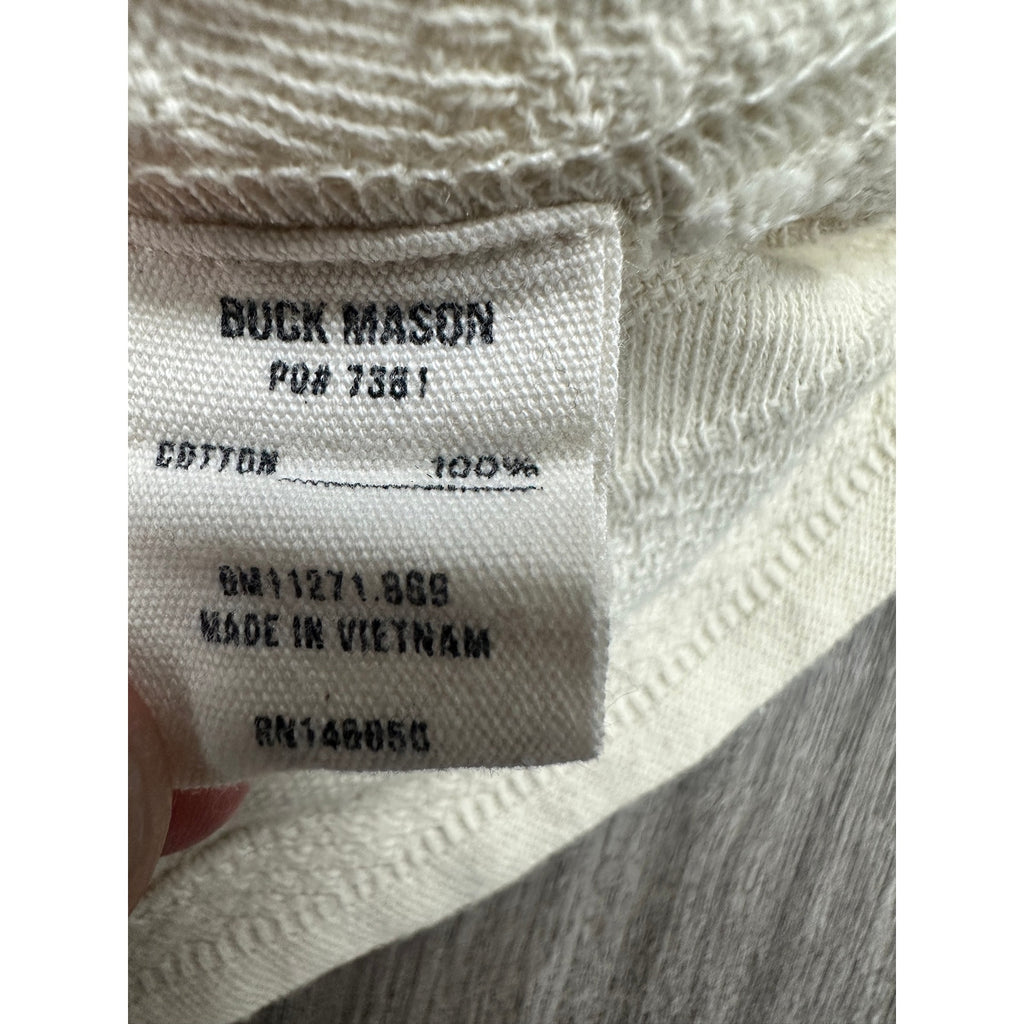 Buck Mason Vintage Jacquard Textured Stripe Pocket Tee in Cream — Size Large // Preowned