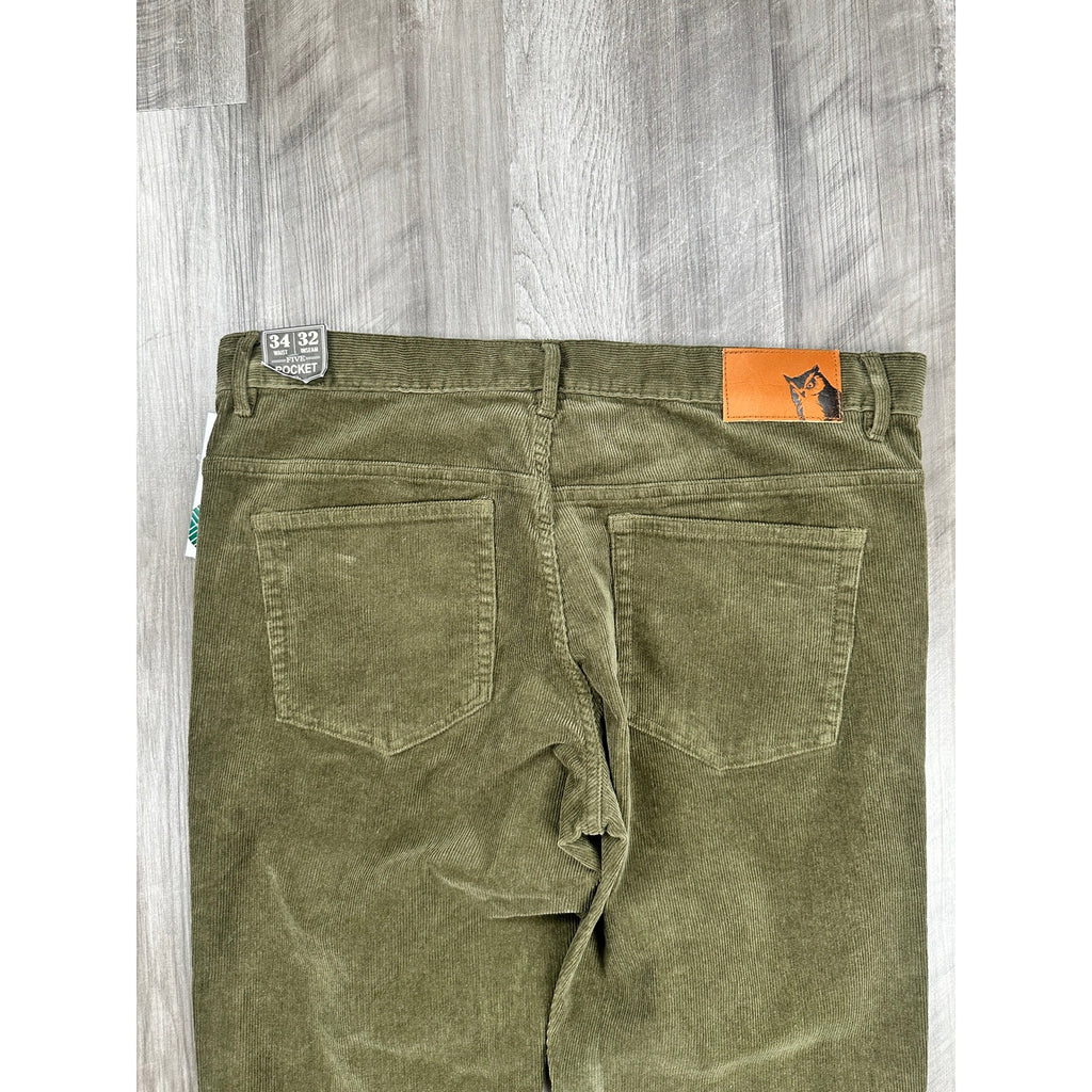 Grayers Burlington Stretch Corduroy Five Pocket Pants in Dusty Olive — Size 34x32