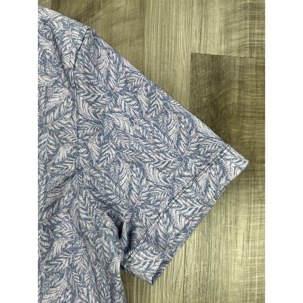 Bugatchi Milo Leaf Print OoohCotton 8-Way Stretch Shirt in Lilac — Size Large