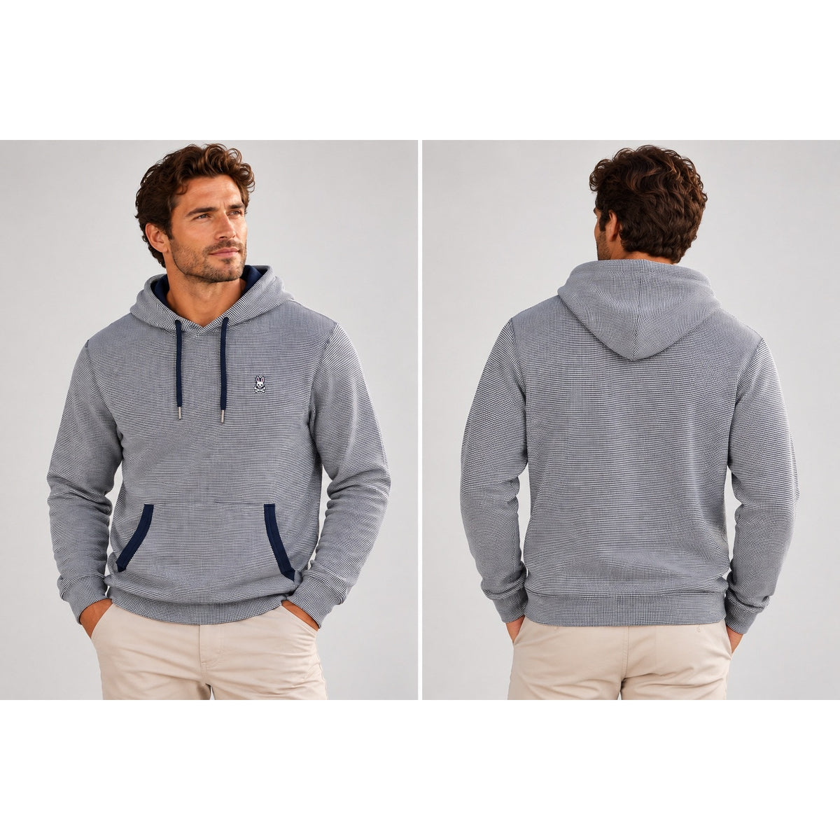 Psycho Bunny Chandail Waffle Pullover Hoodie — Size Large