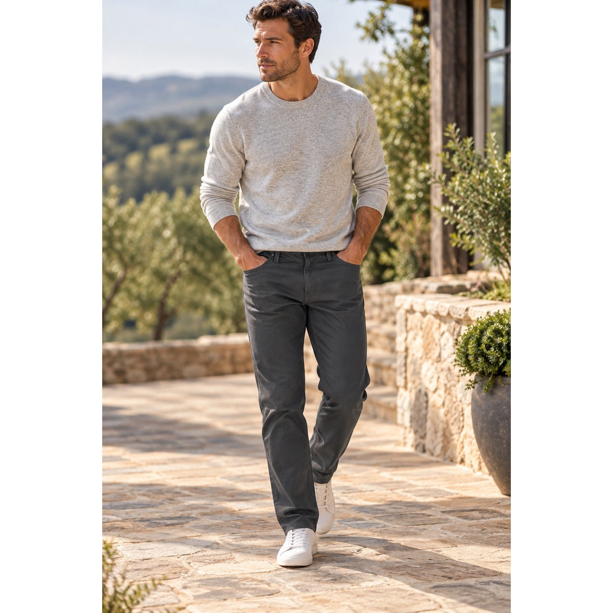AG Adriano Goldschmied The Protégé Straight Leg Sueded Sateen Stretch Chino Jeans — Size 30x34 // Preowned