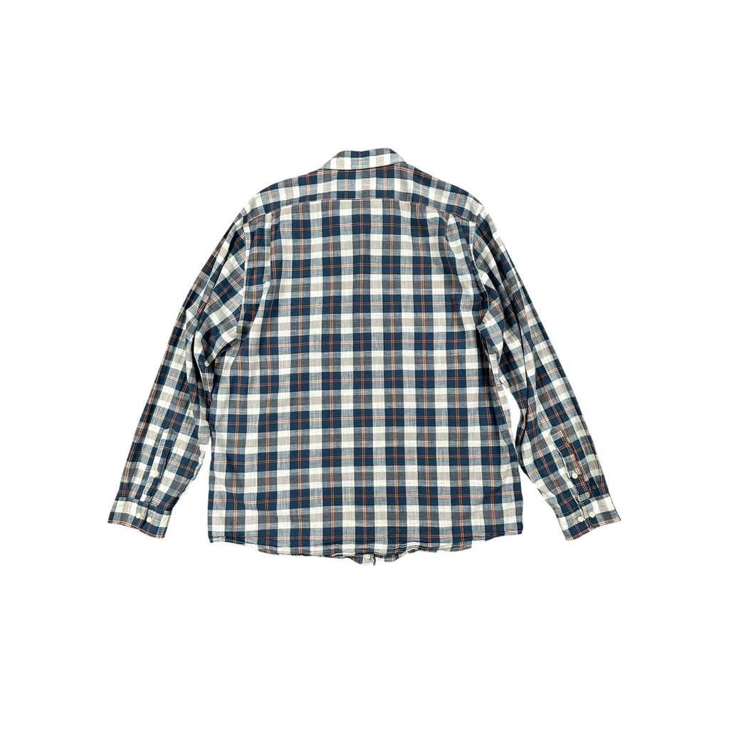 The Normal Brand Plaid Long Sleeve Button Down in Navy Orange Brown and White — Size XL // Preowned
