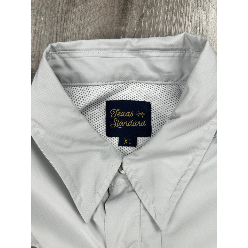 Texas Standard Guayabera Libre Western Performance Shirt in Gray and Orange — Size XL // Preowned