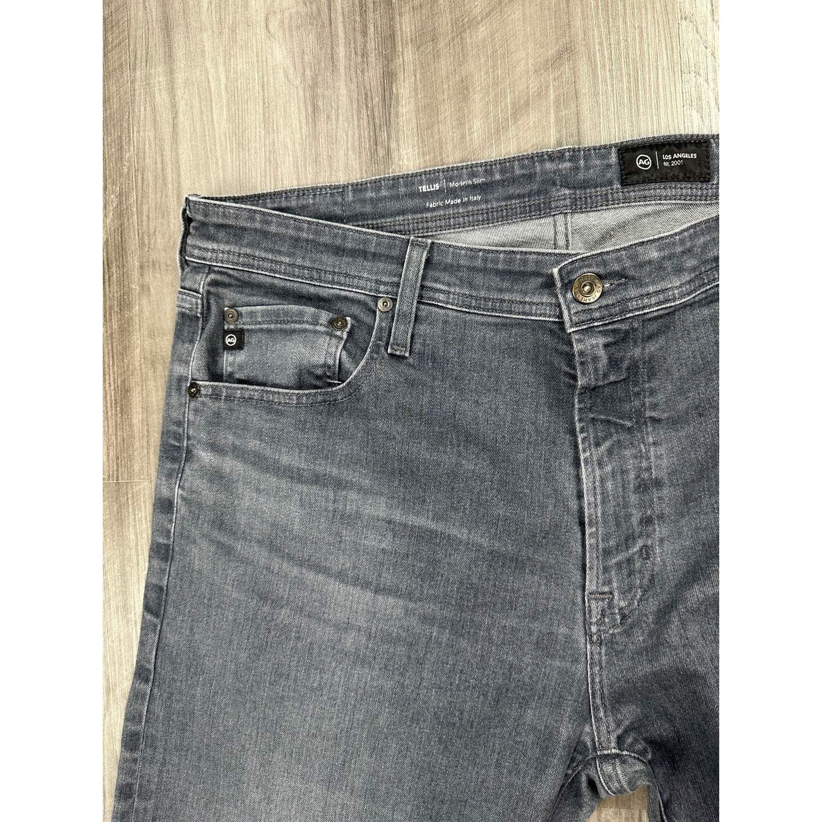 AG Adriano Goldschmied Tellis Modern Slim Jeans in Strayhorn Gray — Size 38 // Preowned