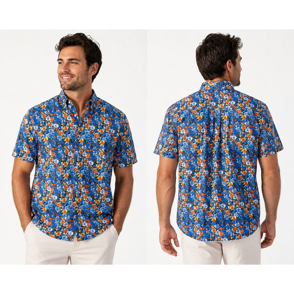 Johnnie-O Barren Hangin' Out Hawaiian Floral Short Sleeve Shirt in Oceanside — Size XL // Preowned