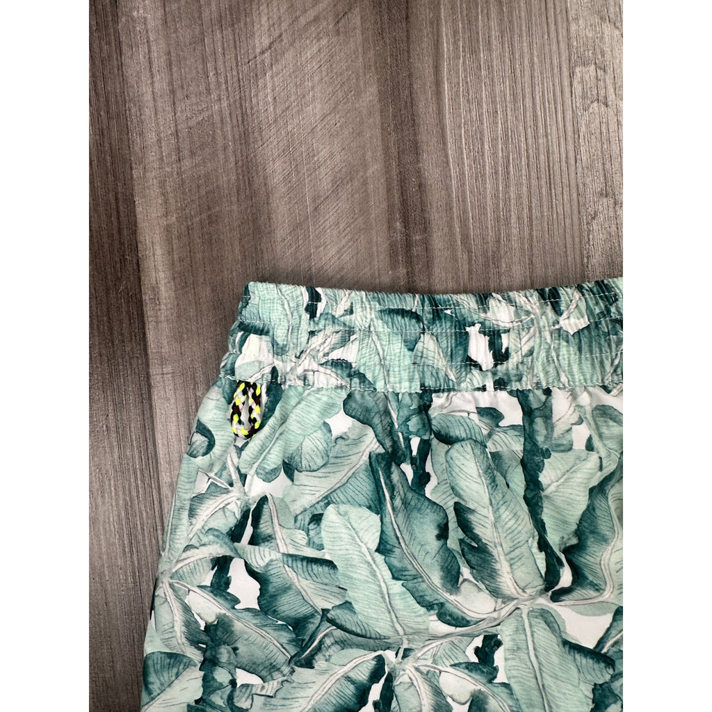 Mr. Mood Tropical Palms Swim Trunks in Green, White — Size Medium // Preowned