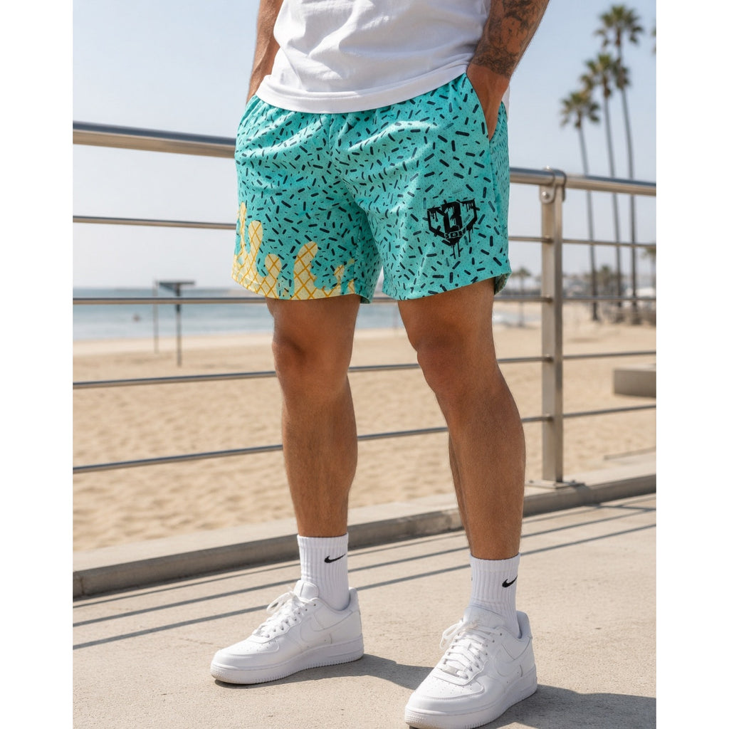 Baseball Lifestyle 101 Ice Cream Mesh Athletic Shorts in Mint Green — Size Medium