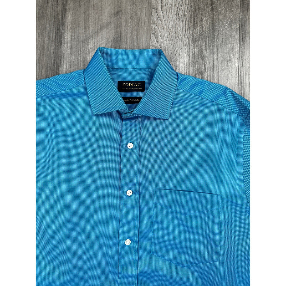 Zodiac Birds Eye Updated Fit Mercerized Two-Ply Cotton Long Sleeve Shirt — Size 40/15.75 (Medium) // Preowned