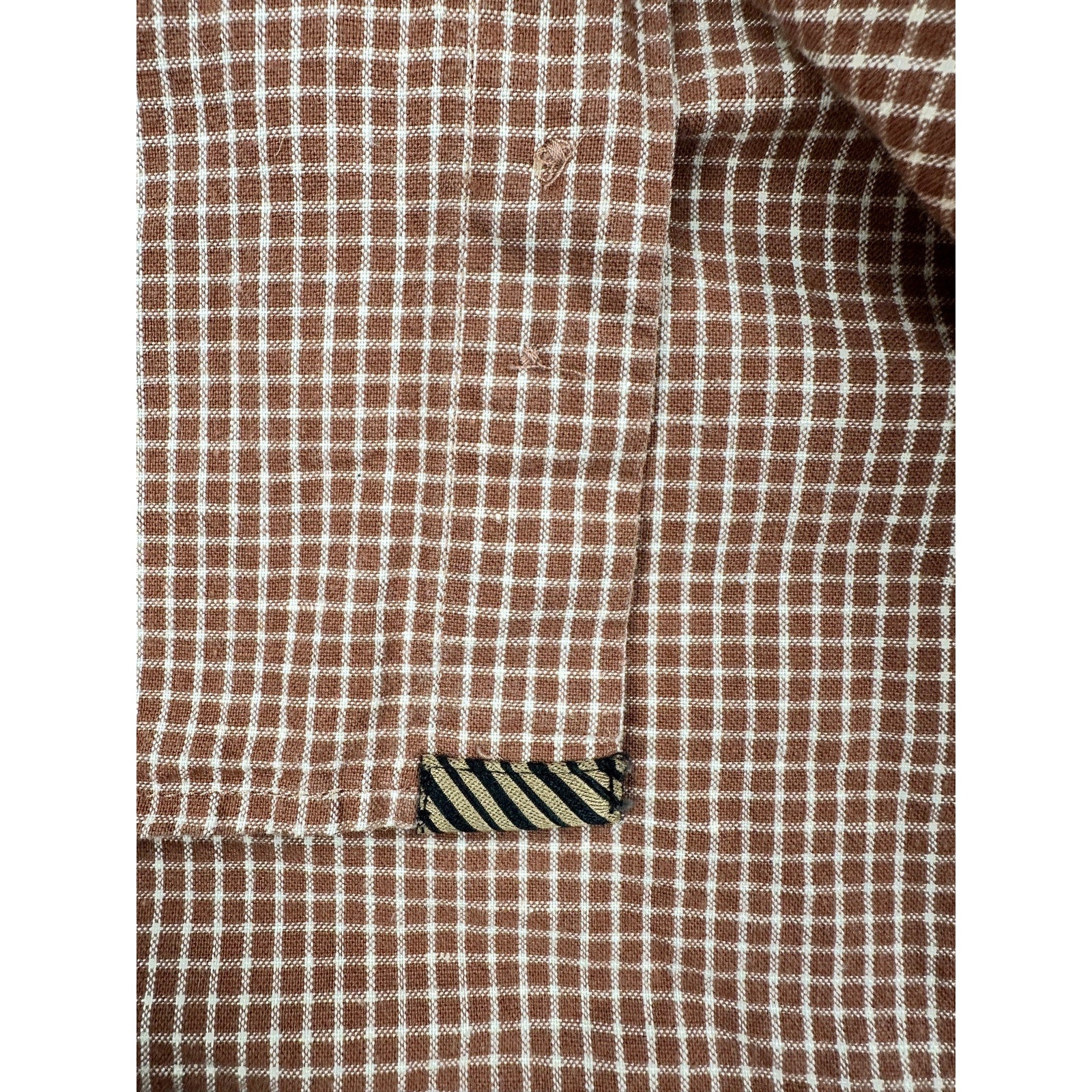 Billy Reid Tuscumbia Standard Fit Windowpane Check Long Sleeve Shirt in Brown, Cream — Size Large // Preowned