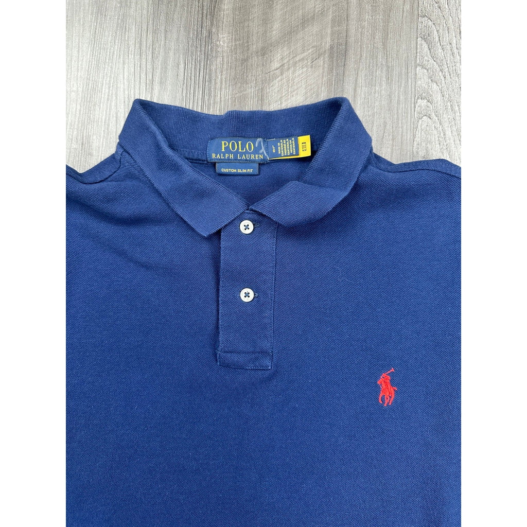 Polo Ralph Lauren Custom Slim Fit Mesh Knit Polo in Navy — Size Large // Preowned