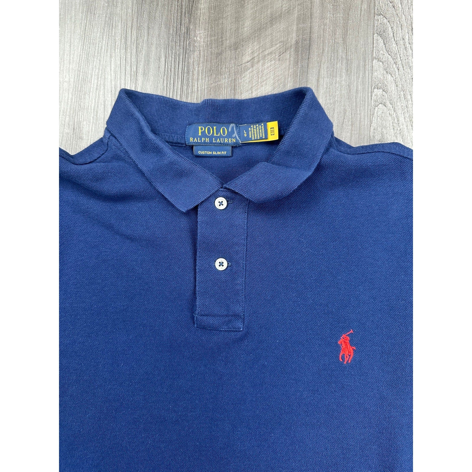 Polo Ralph Lauren Custom Slim Fit Mesh Knit Polo in Navy — Size Large // Preowned