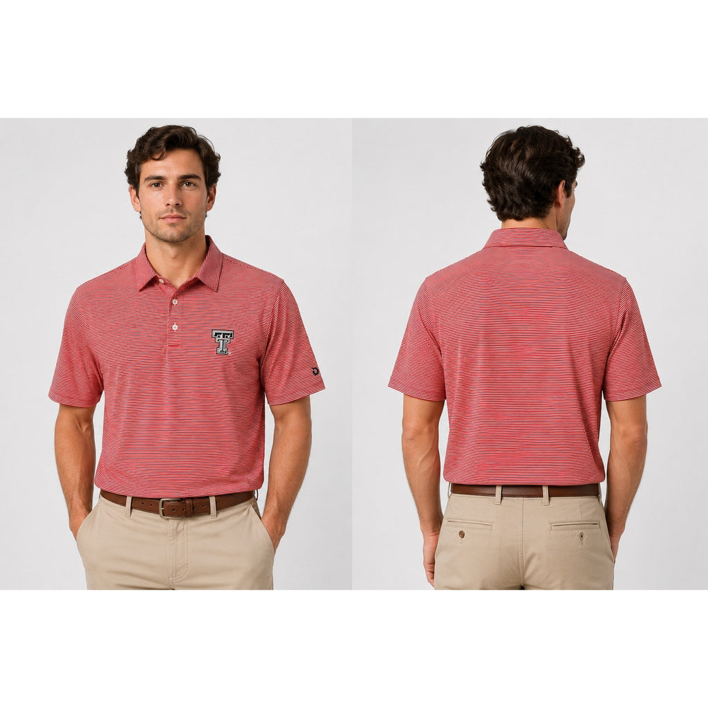 Dark Horse Tack & Supply Texas Tech Red Raiders Striped Golf Polo in Red, White — Size 2XL // Preowned