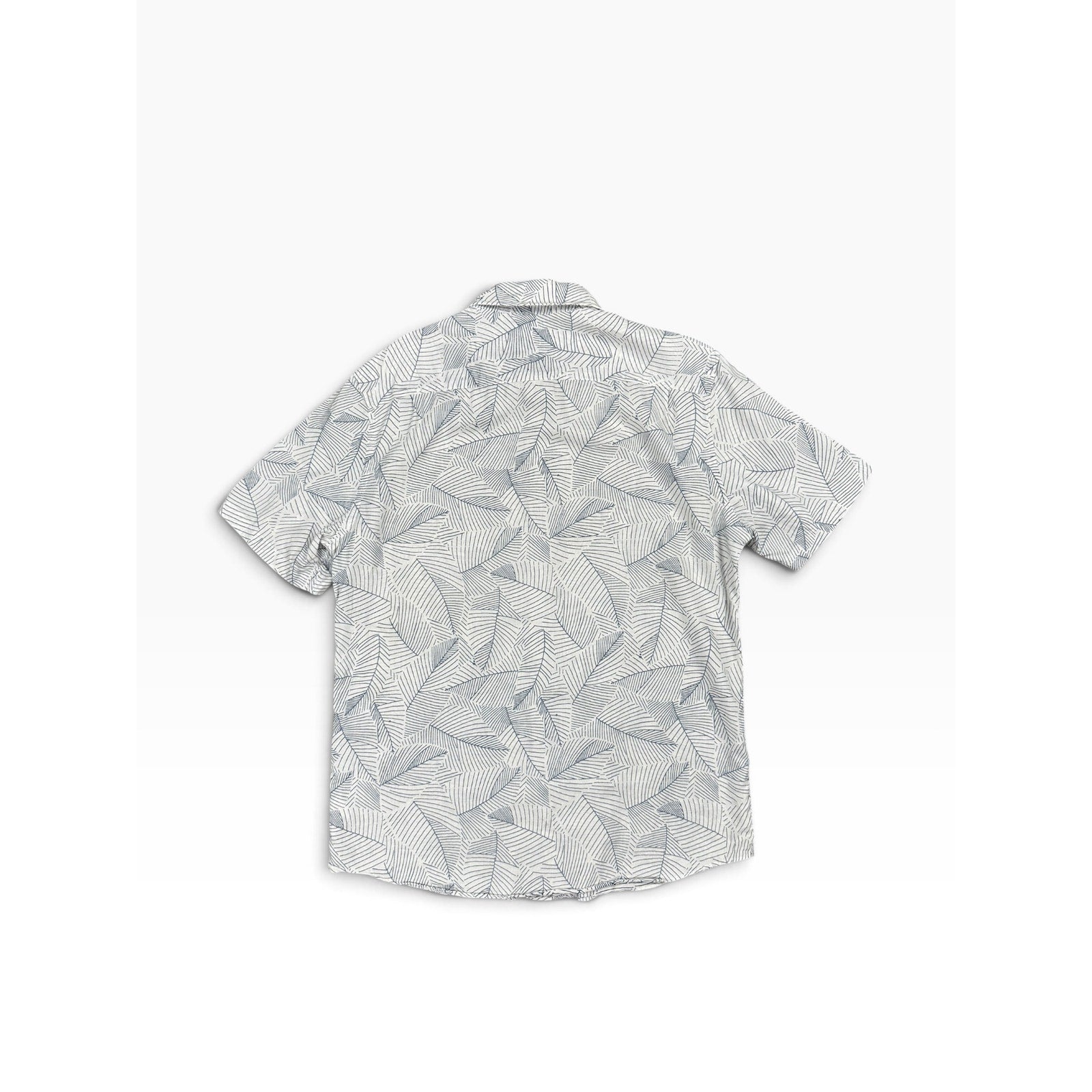 Faherty Ivory Leaf Short Sleeve Sport Shirt in Ivory, Navy — Size Medium // Preowned