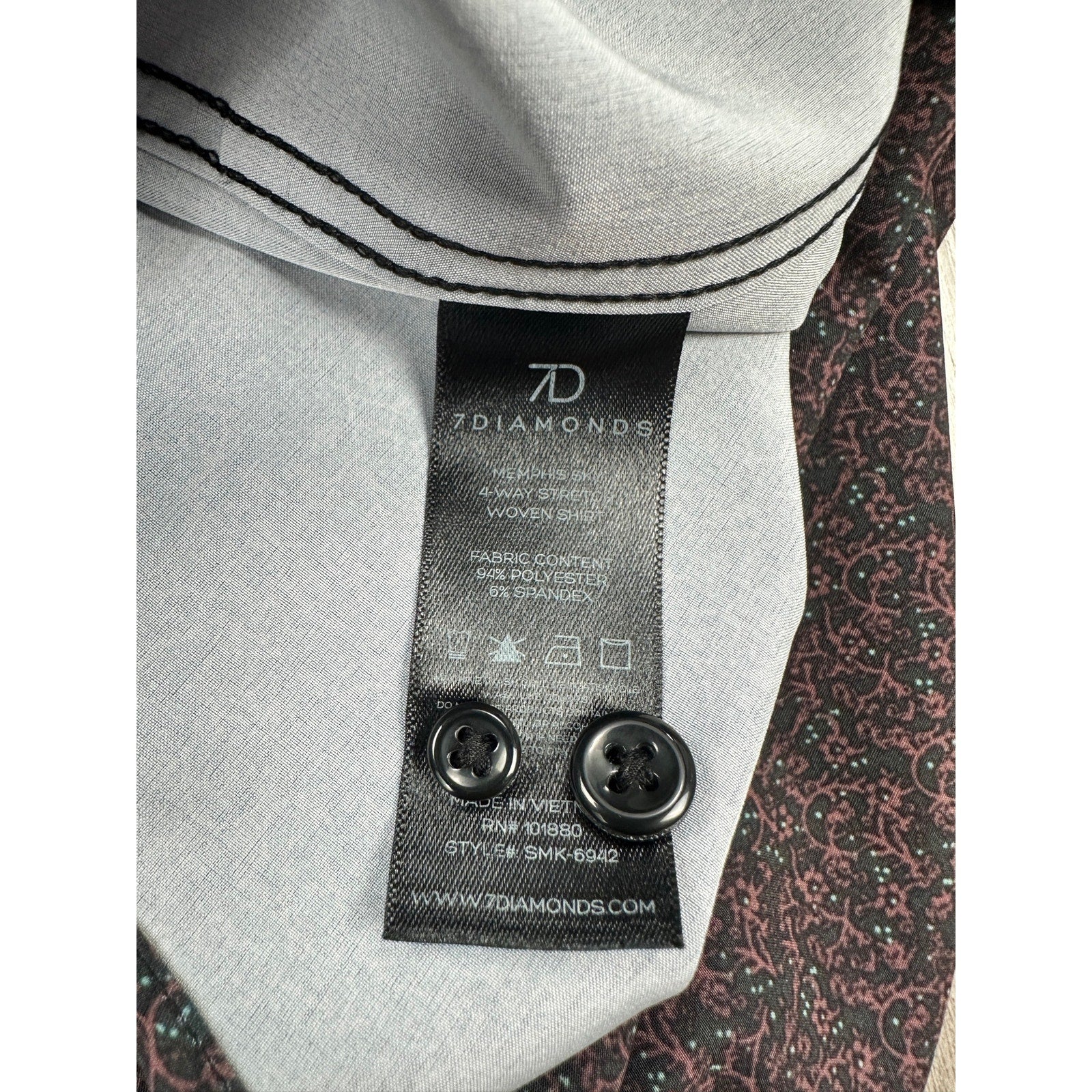 7 Diamonds Memphis Sky 4-Way Stretch Woven Long Sleeve Button Down in Black Mud Brown Light Blue — Size Large // Preowned