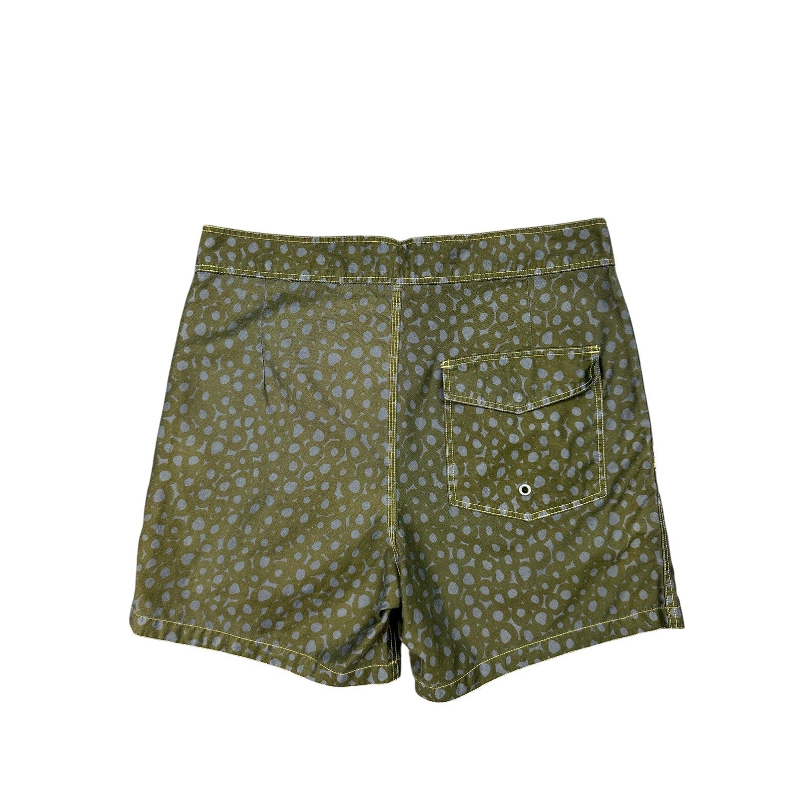 Lightning Bolt Circle Board Shorts in Olive, Gray — Size 30 // Preowned